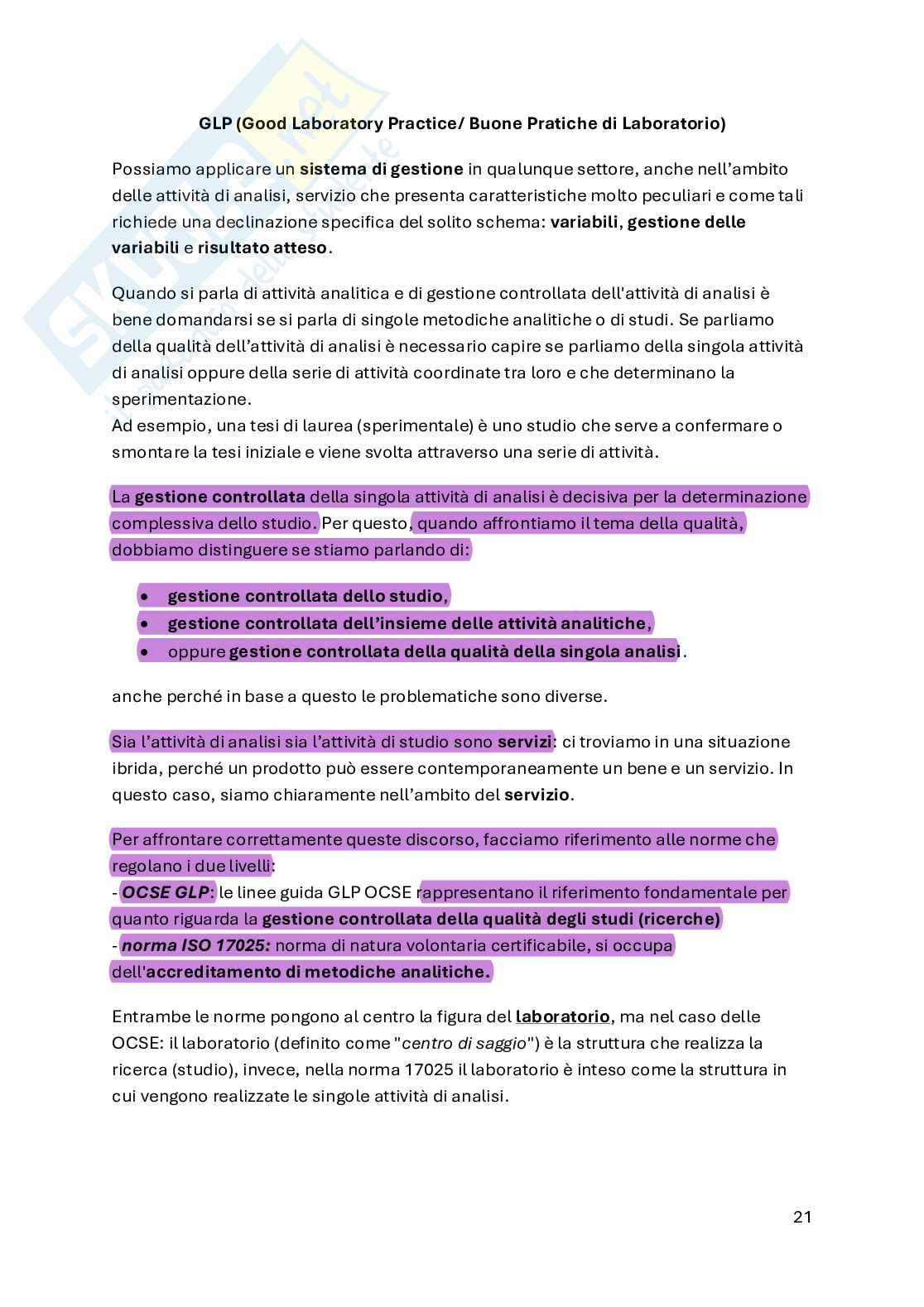 Good Manufacturing Practice - parte 2  Pag. 21
