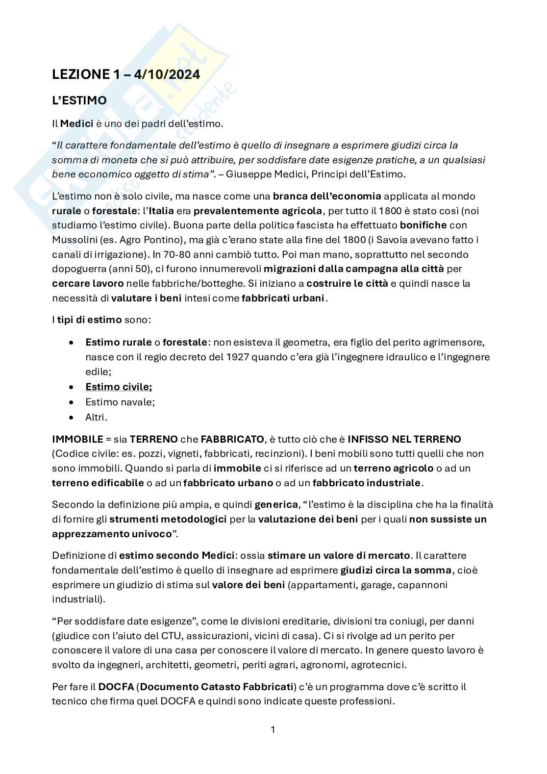 Appunti di Economia ed estimo civile Pag. 1