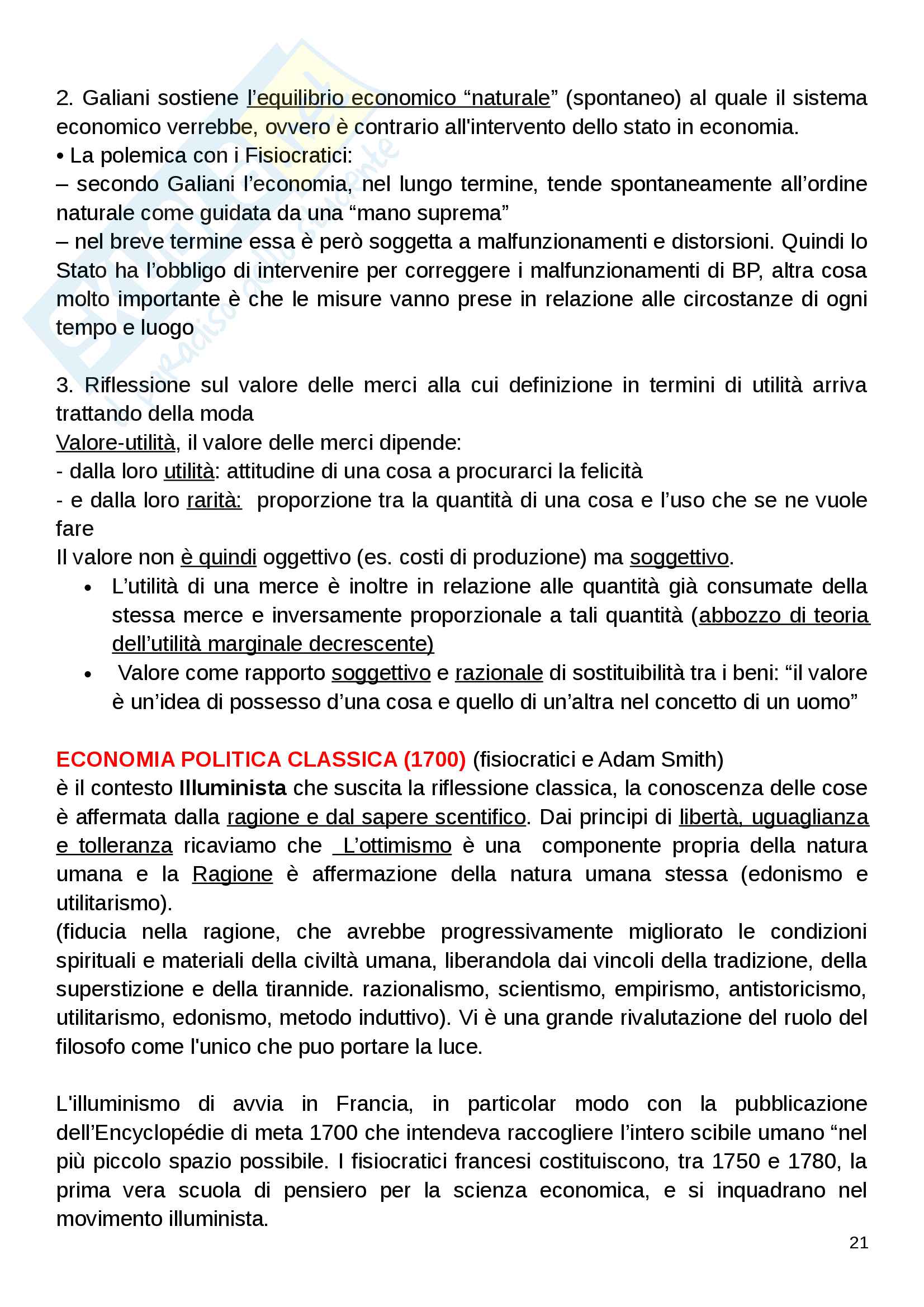 Storia del pensiero economico - primo parziale 2015/2016 Unibo (Forli) prof. Fornasari - Con domande d'esame Pag. 21