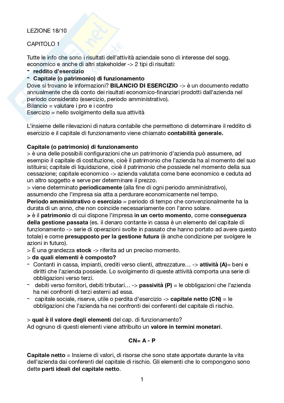 Appunti Bilancio e performance d'impresa Pag. 1