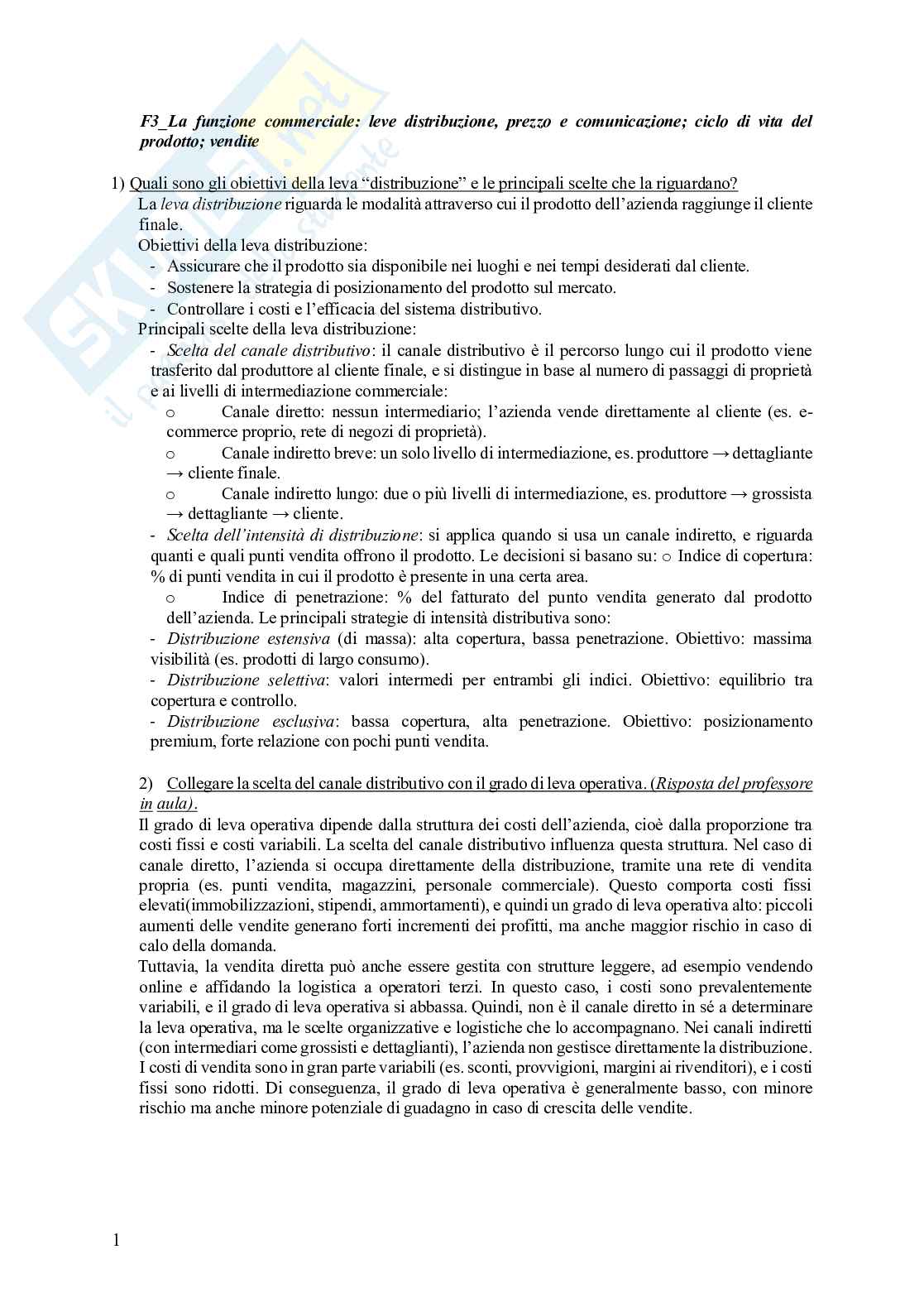 Domande aperte Economia ed organizzazione aziendale Pag. 1