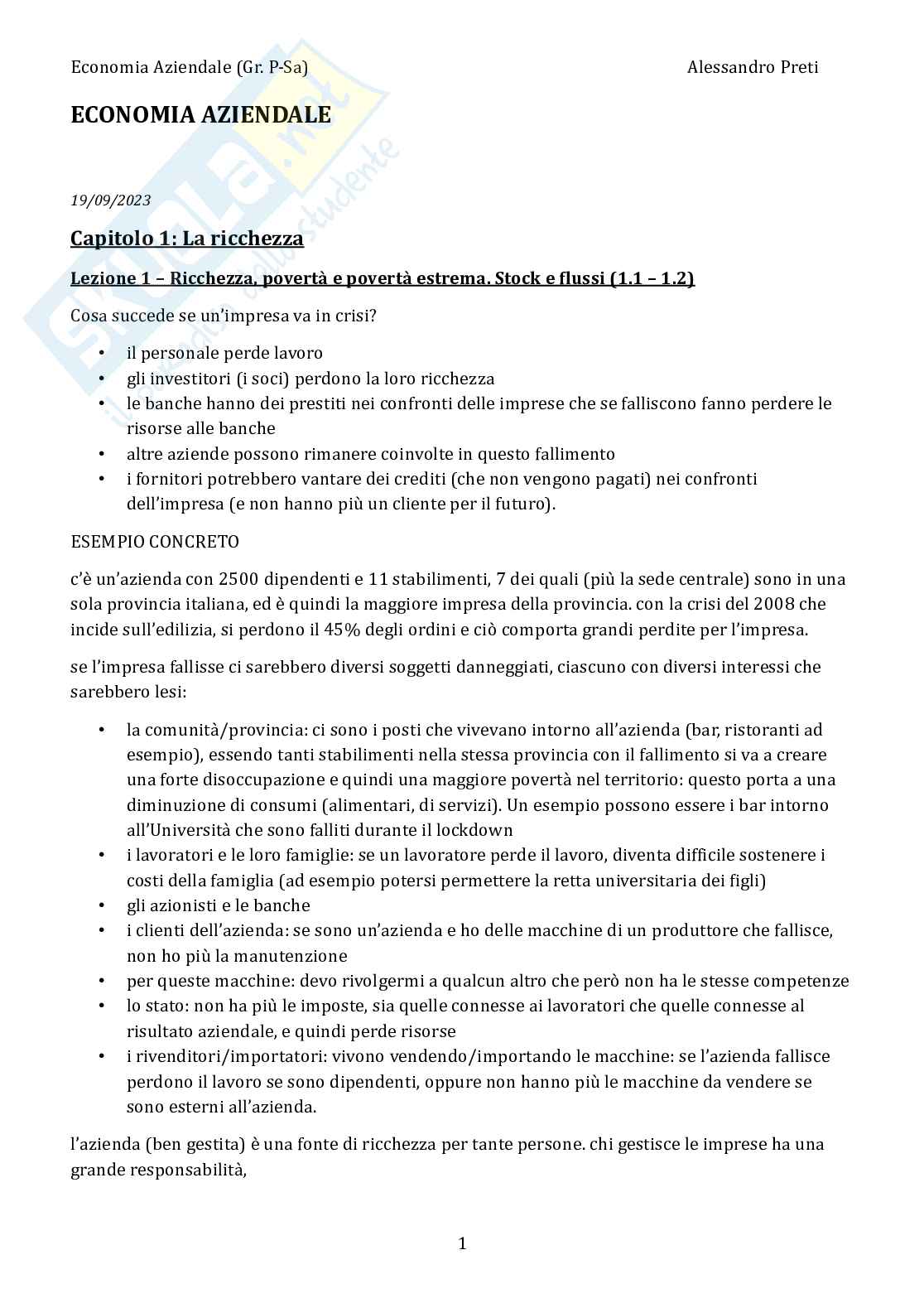 Economia aziendale – Appunti completi, 158 pagine Pag. 1