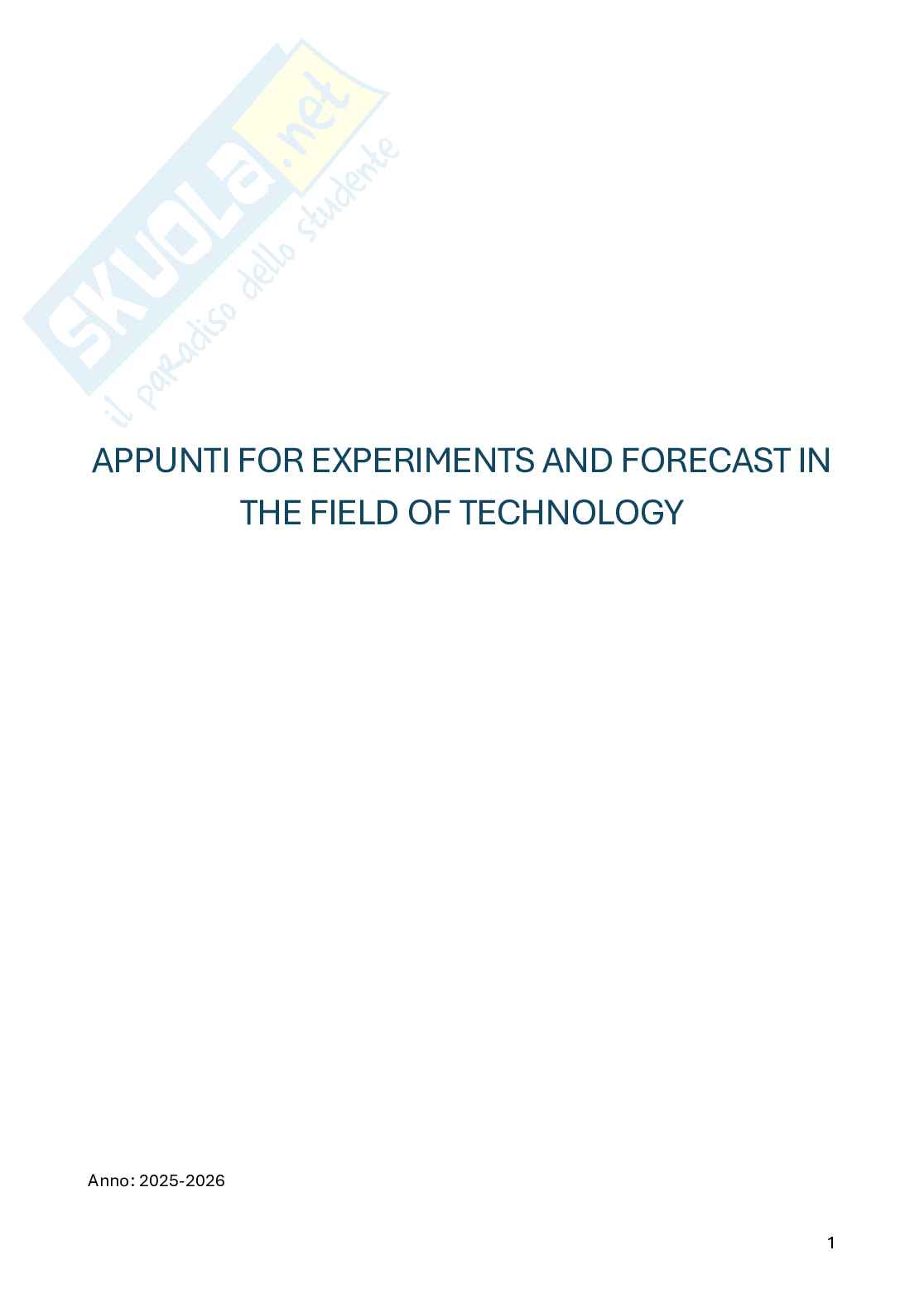 Appunti Statistica per la sperimentazione e le previsioni in ambito tecnologico (parte 1) in italiano Pag. 1