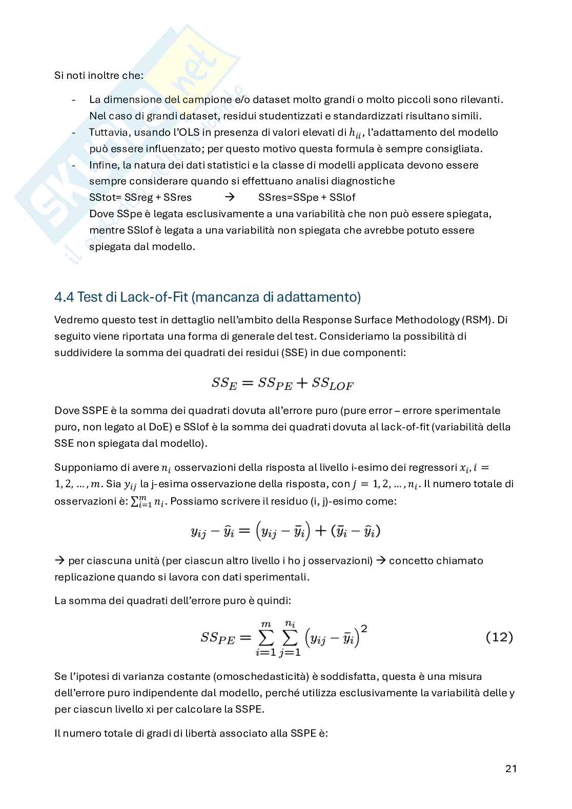 Appunti Statistica per la sperimentazione e le previsioni in ambito tecnologico (parte 1) in italiano Pag. 21