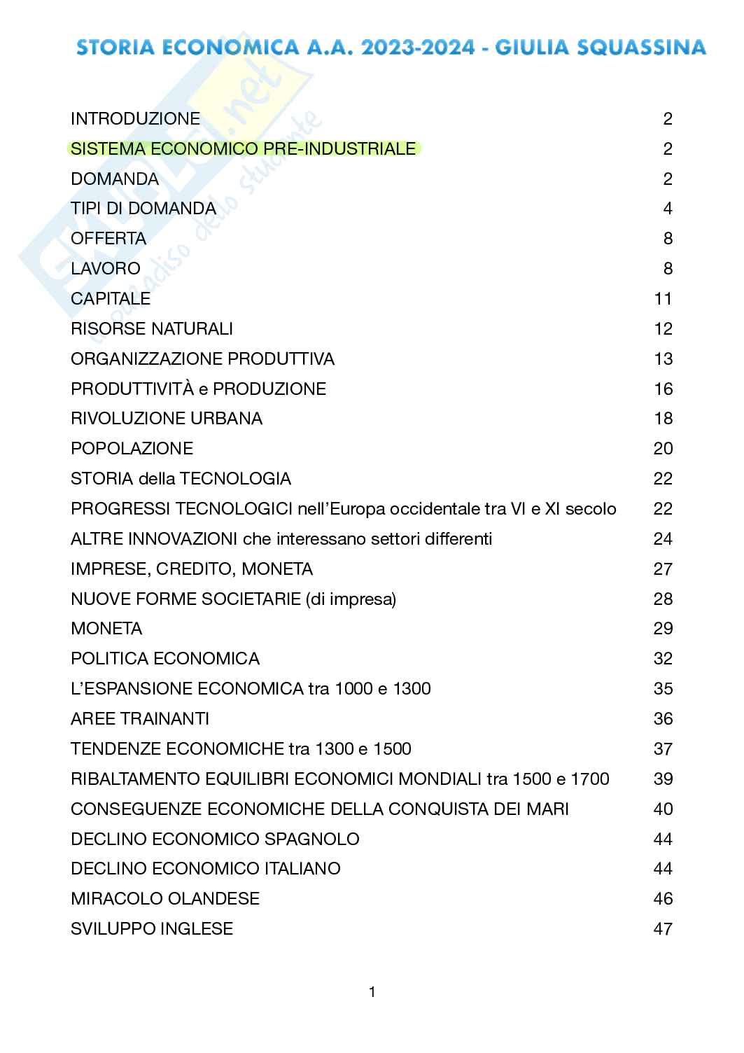 Storia economica  Pag. 1