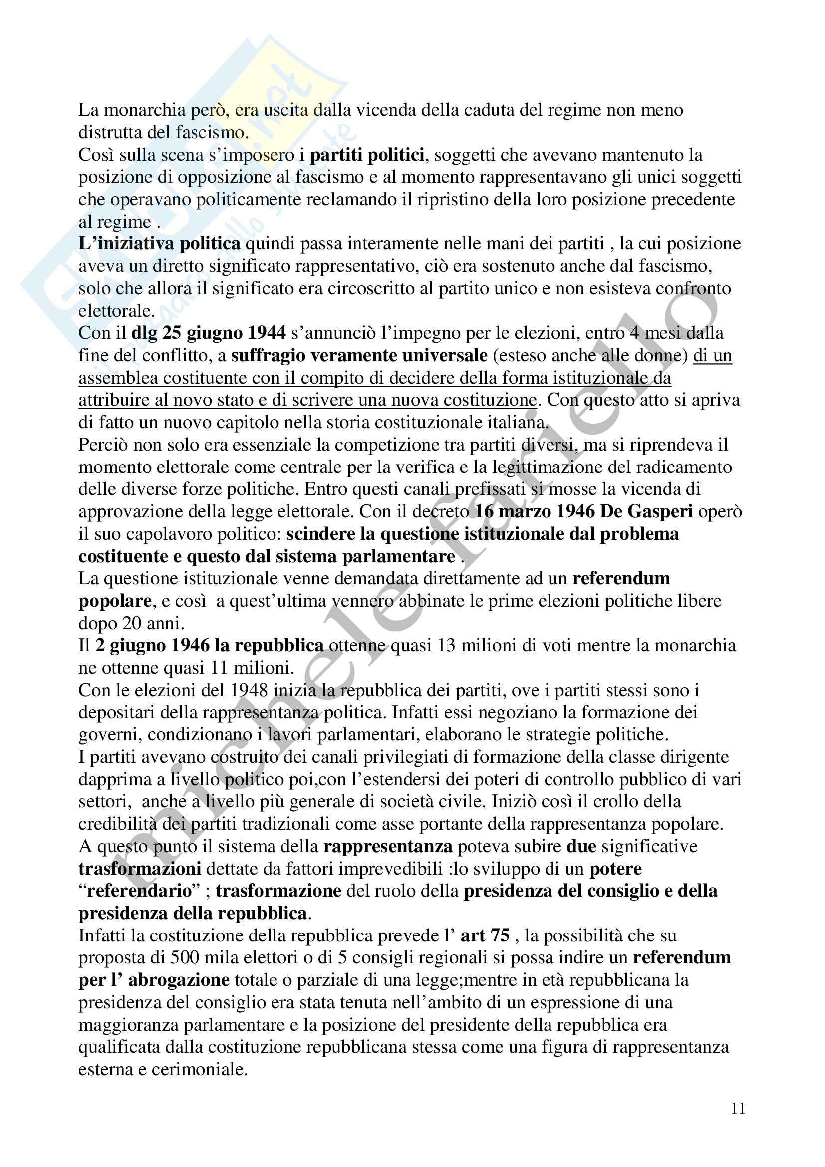 Riassunto esame Storia delle Istituzioni Politiche, prof. Bobbi, libro consigliato Storia dello Stato Italiano, De Cecco Pag. 11