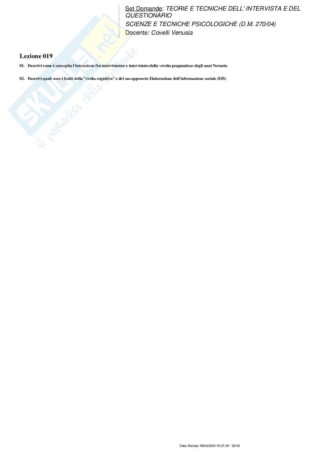 Paniere nuovo completo di Teorie e tecniche dell' intervista e del questionario (2025) Pag. 26