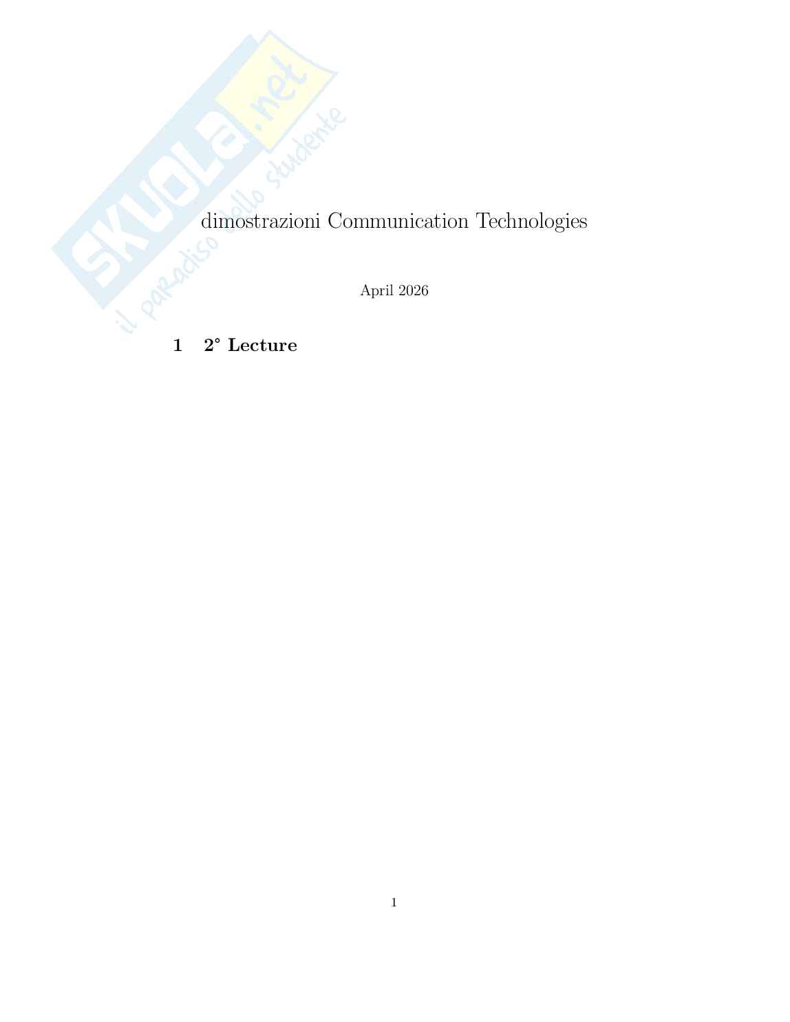Dimostrazioni Communication Technologies  Pag. 1