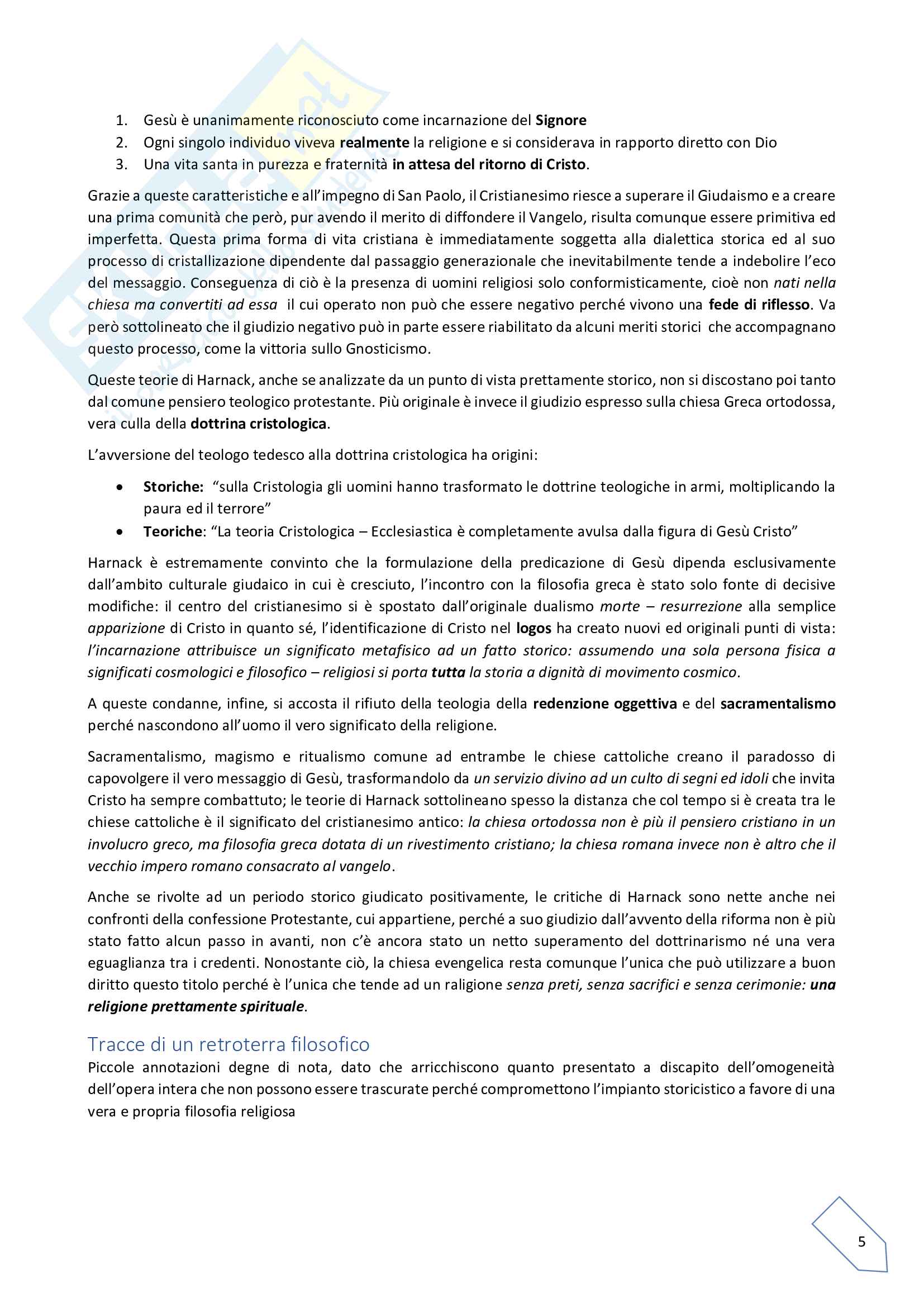 Riassunto esame Storia della chiesa, prof. Mores, libro consigliato L'essenza del cristianesimo, Harnack Pag. 6