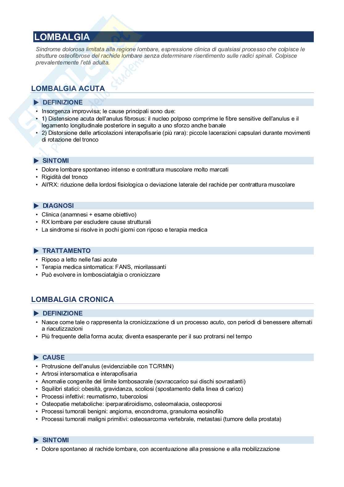 Patologie lombari Pag. 2