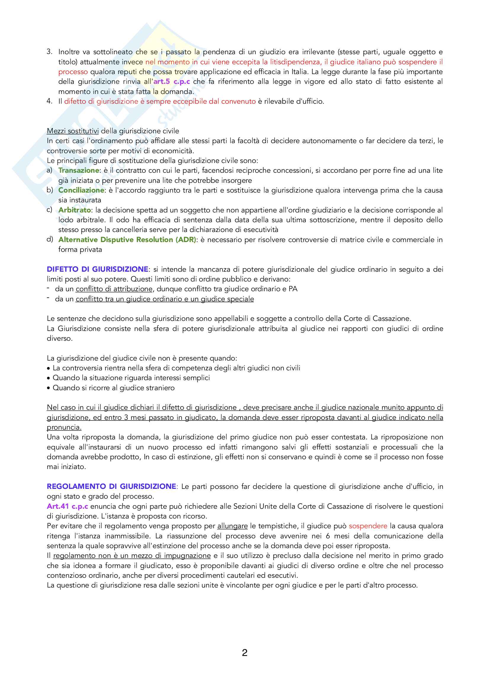 Riassunto di Processuale Civile, prof. Filippo Corsini, libri consigliati M.Bove + Compendio Simone (parte generale) e G.Verde (parte speciale) Pag. 2