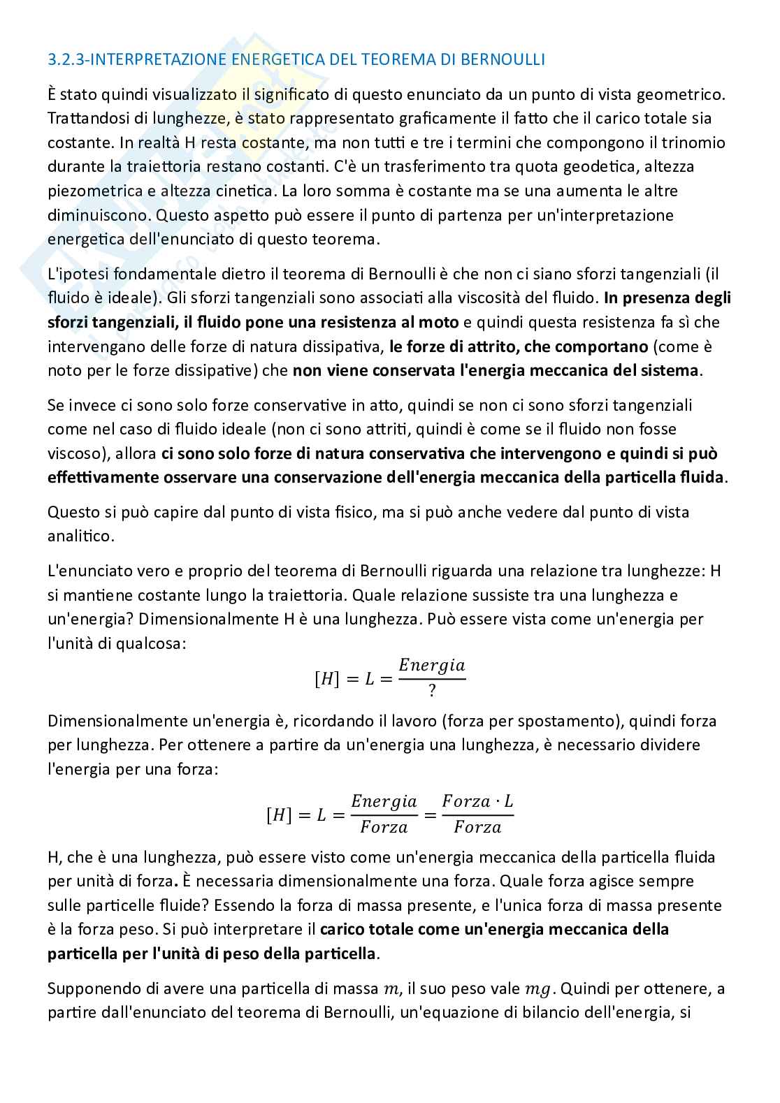 Meccanica dei fluidi, parte 6 - Fluidi ideali, teorema di Bernoulli alle traiettorie e alle correnti lineari Pag. 11