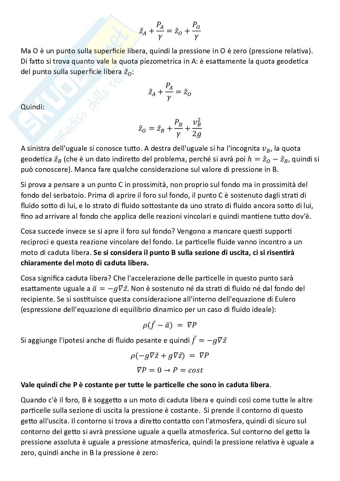Meccanica dei fluidi, parte 6 - Fluidi ideali, teorema di Bernoulli alle traiettorie e alle correnti lineari Pag. 16