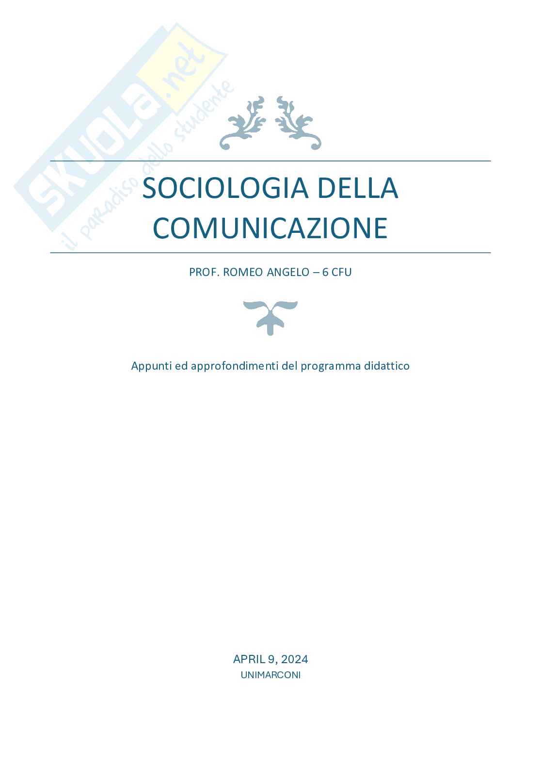 Esame di Sociologia della comunicazione Pag. 1