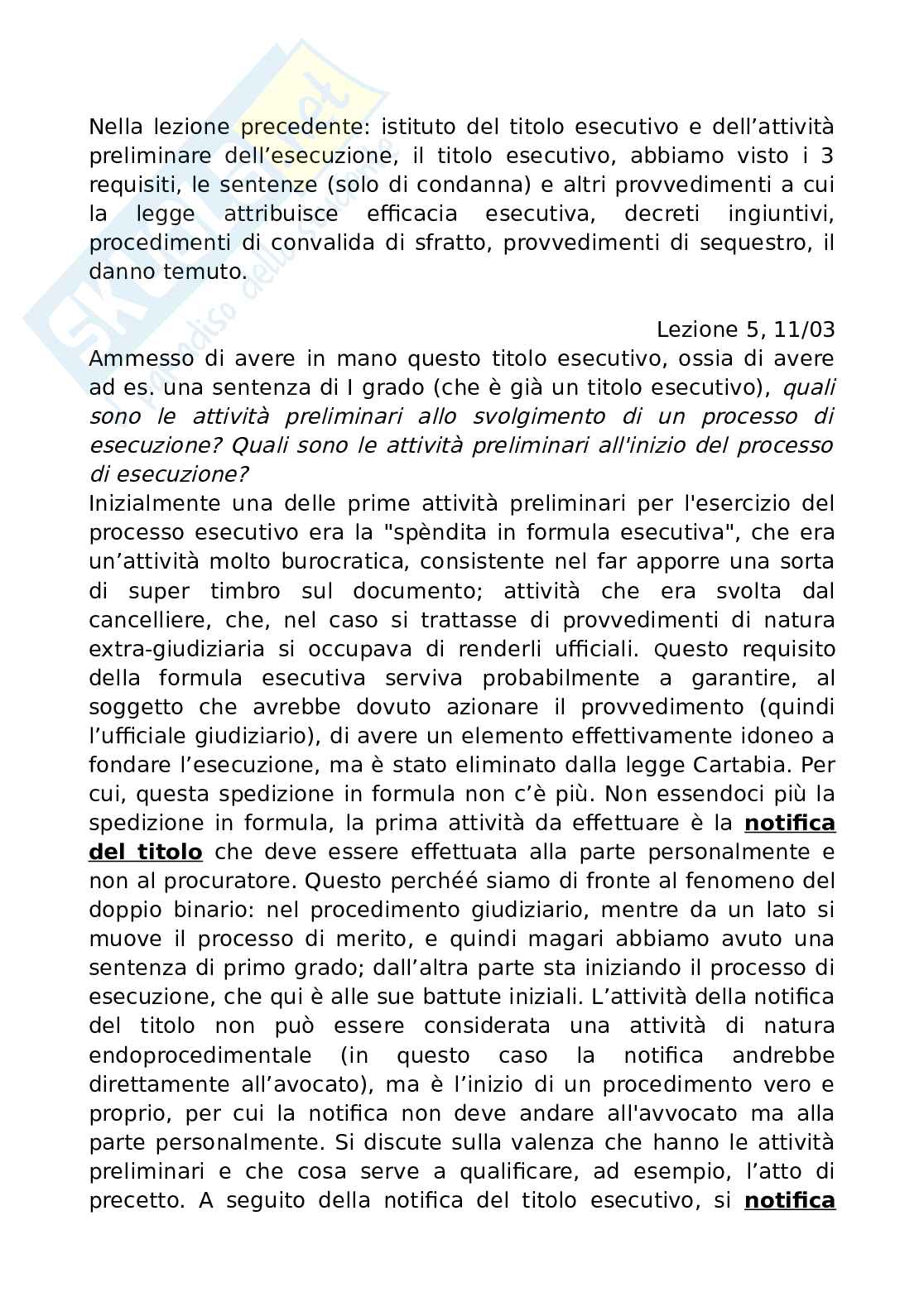 Lezione 5 Procedura civile Pag. 1