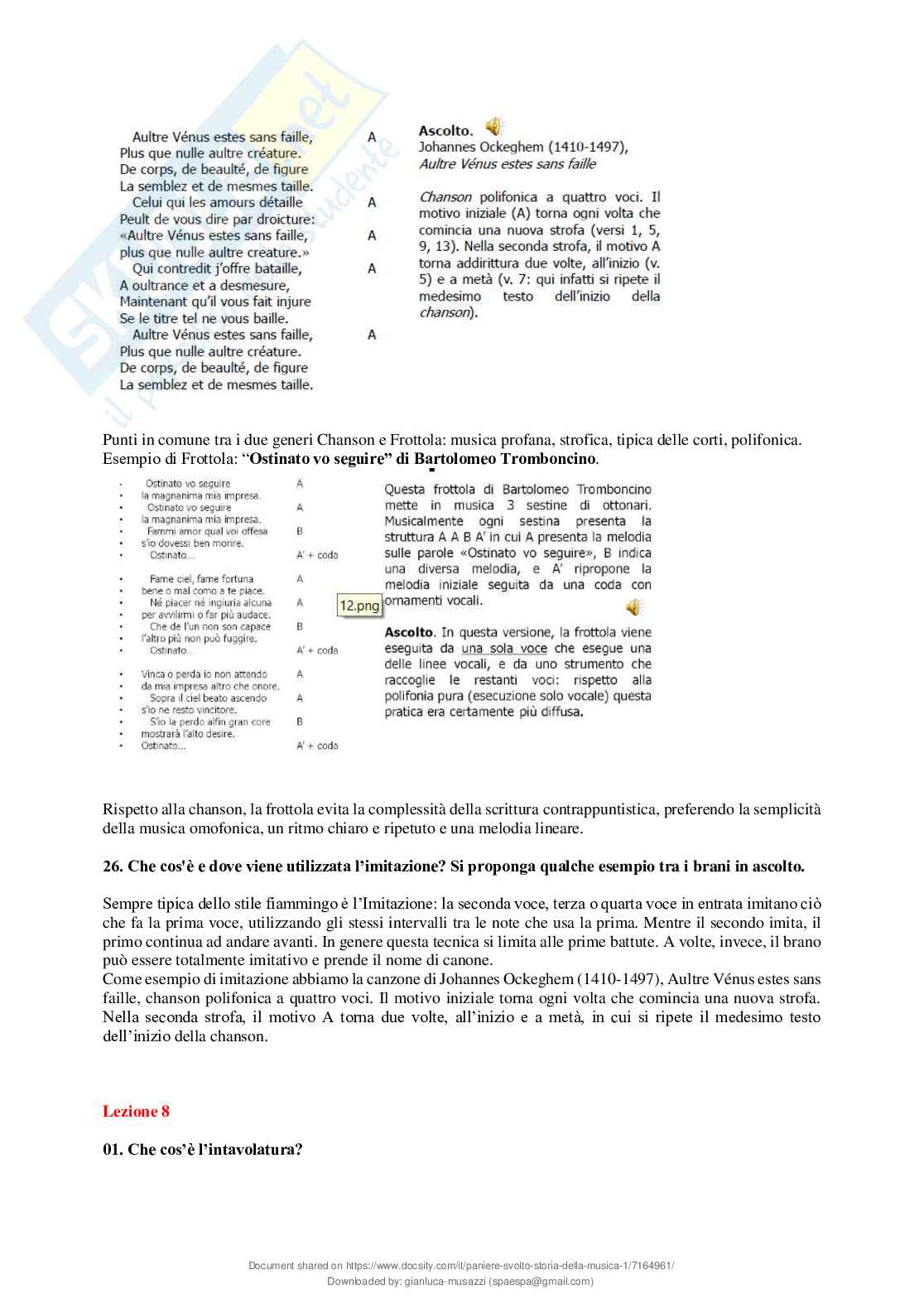 Paniere chiuse svolte Storia della musica Pag. 11