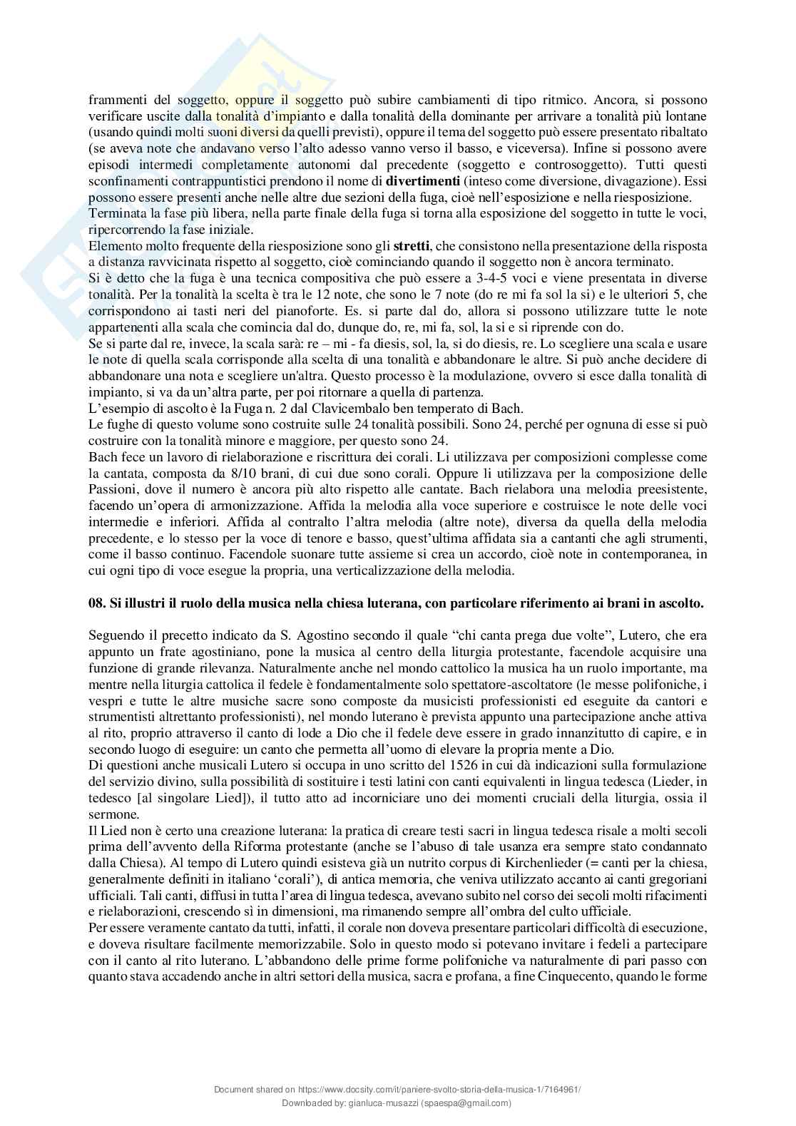 Paniere chiuse svolte Storia della musica Pag. 46