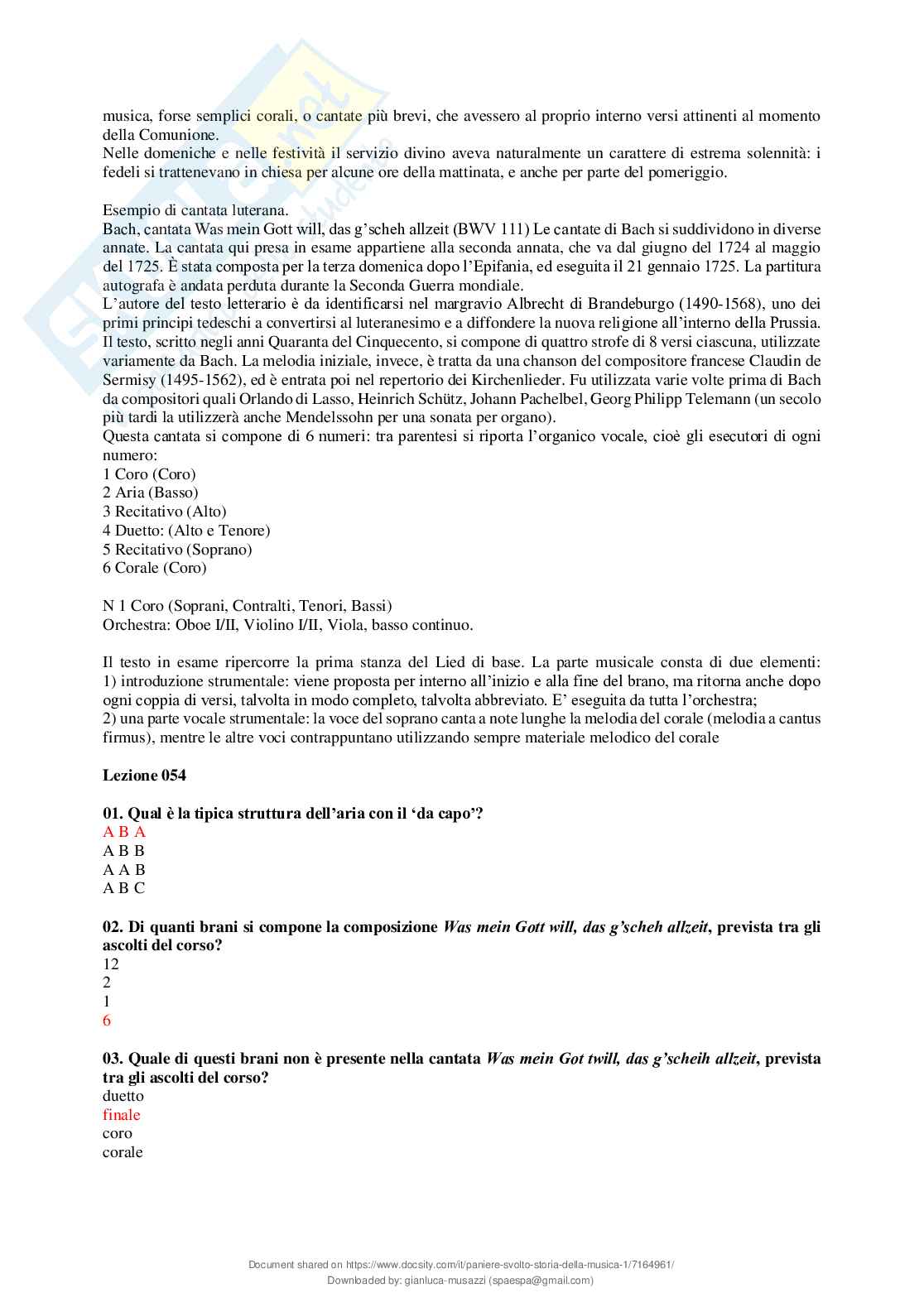 Paniere chiuse svolte Storia della musica Pag. 51