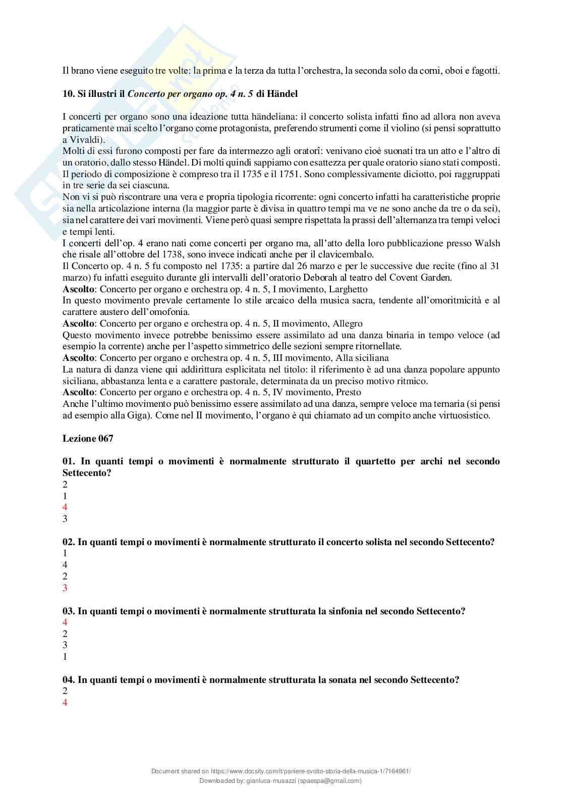 Paniere chiuse svolte Storia della musica Pag. 66