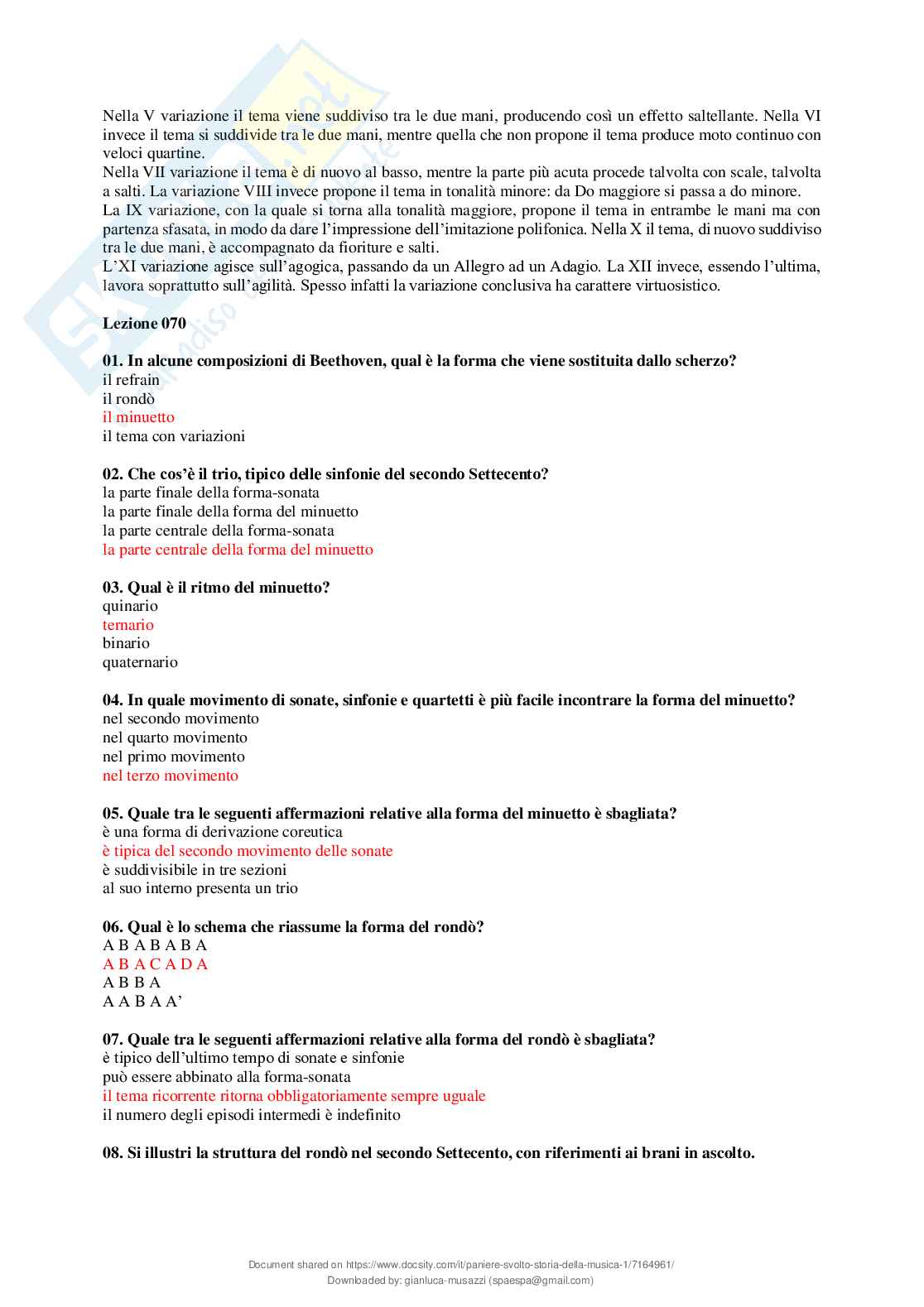 Paniere chiuse svolte Storia della musica Pag. 71