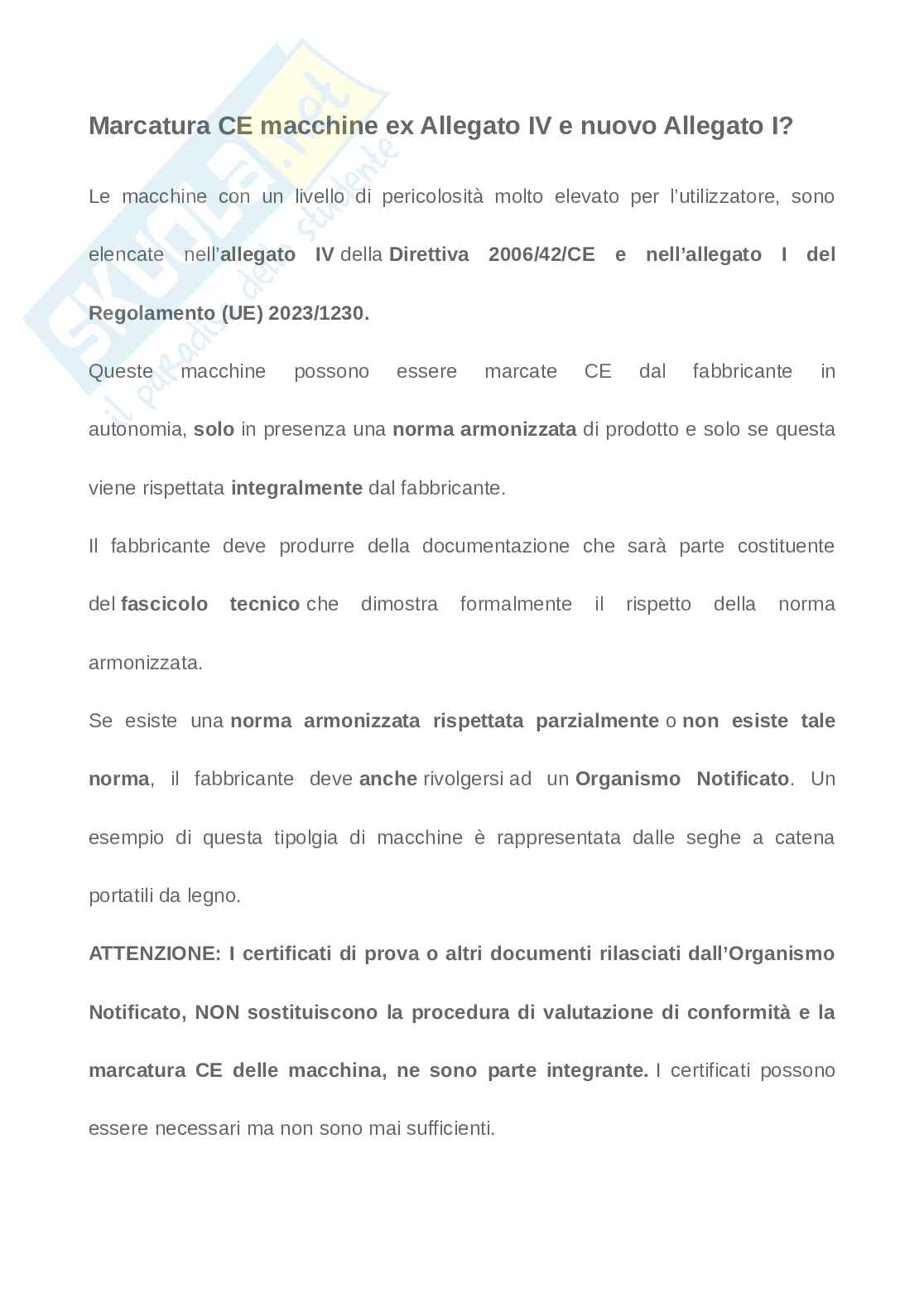Marcatura CE macchine ex Allegato IV e nuovo Allegato I Pag. 1