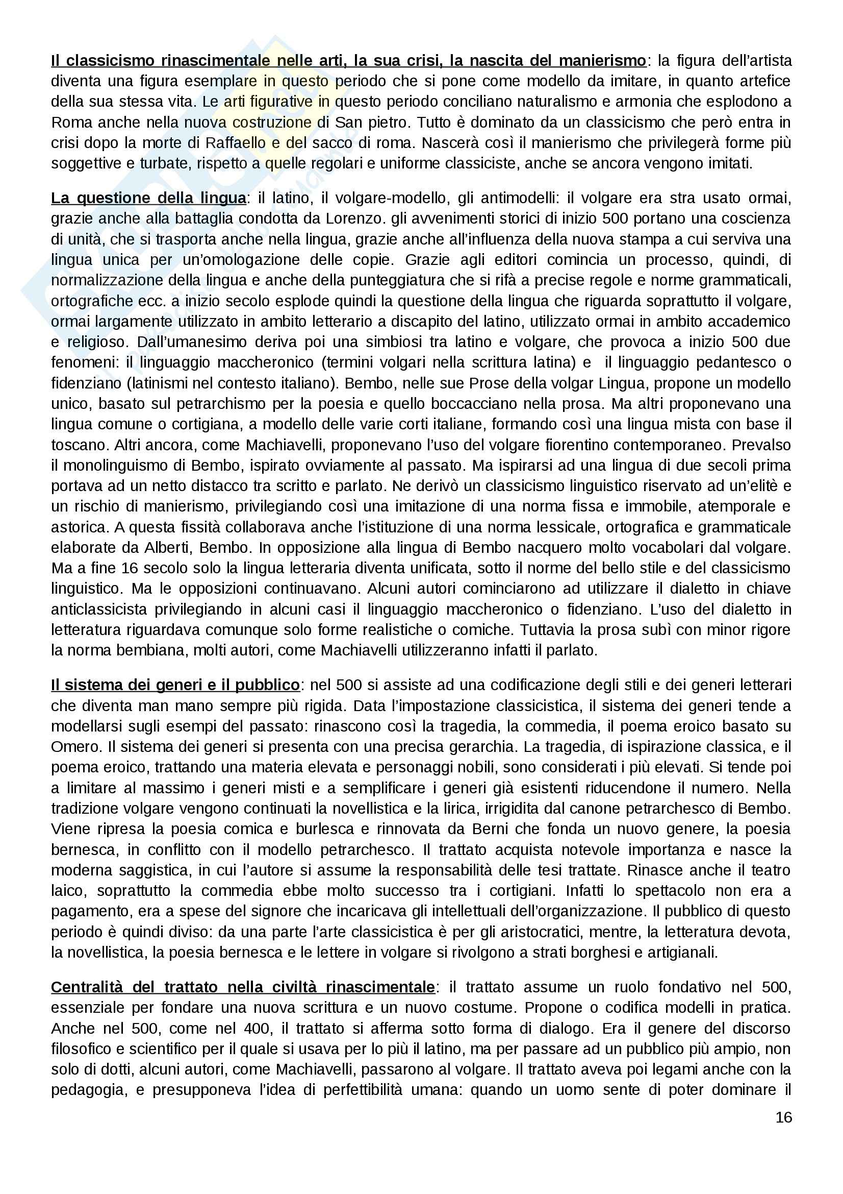 Riassunto esame letteratura italiana, Prof. Dalmas, libro consigliato Storia della letteratura italiana tra 400 e 500 di Luperini e Cataldi Pag. 16