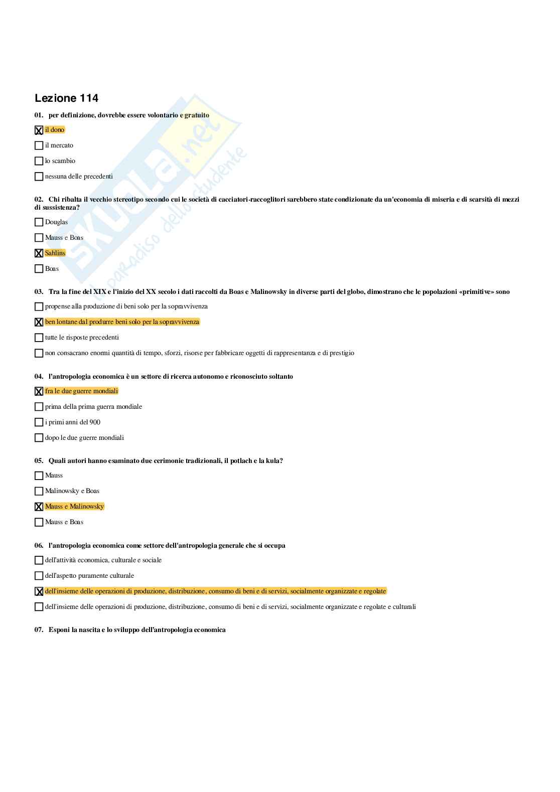 Paniere completo di Antropologia culturale c (2025) - Risposte multiple  Pag. 16