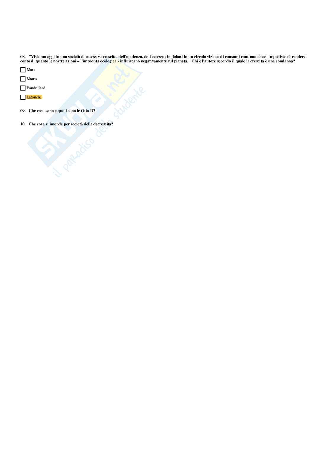 Paniere completo di Antropologia culturale c (2025) - Risposte multiple  Pag. 36