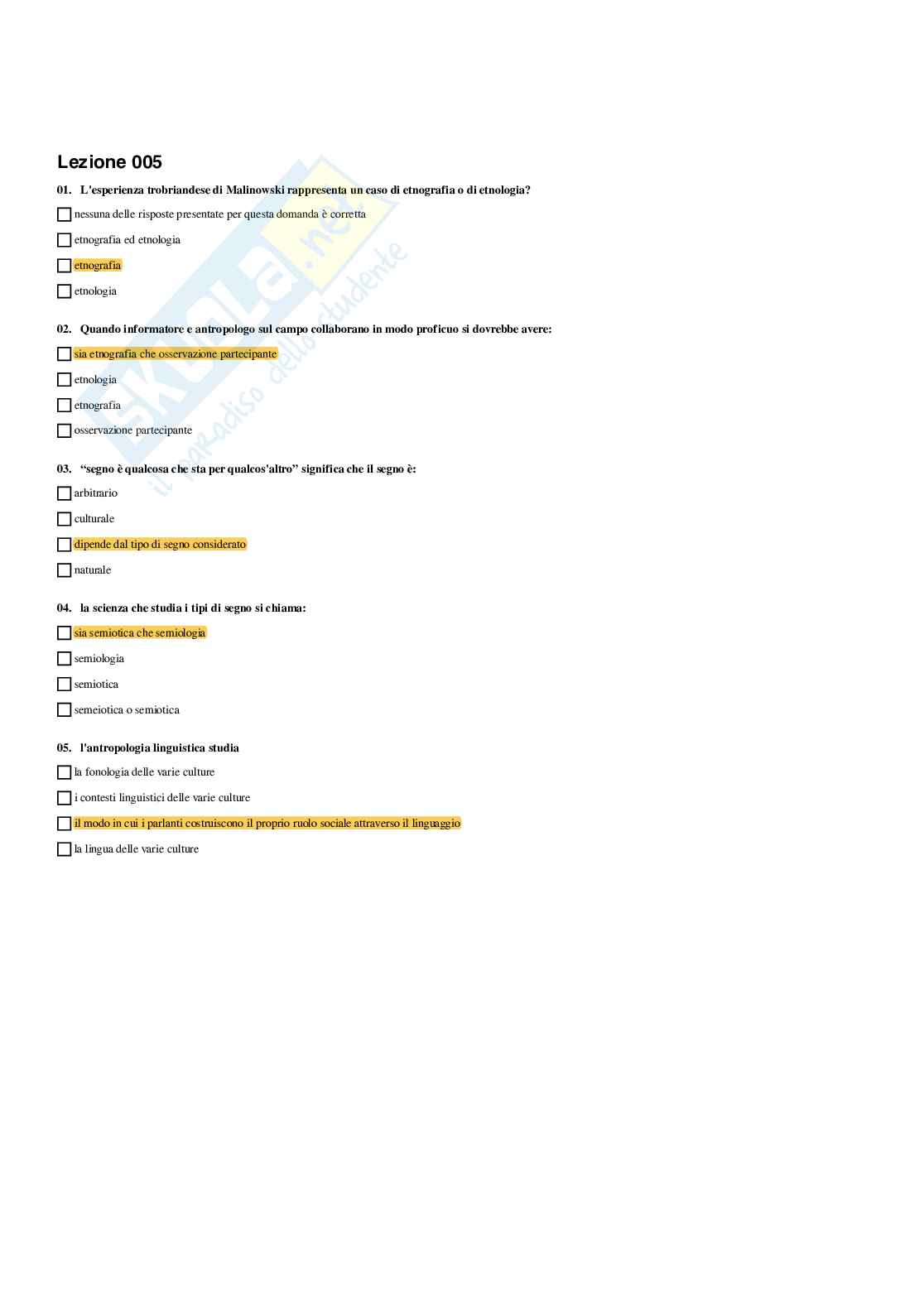 Paniere completo di Antropologia culturale c (2025) - Risposte multiple  Pag. 6