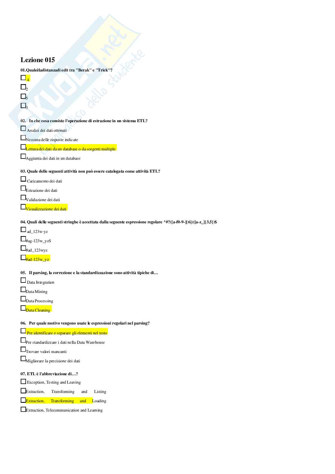 Sistemi per il supporto alle decisioni – Paniere risposte chiuse completo (150) – A.A. 2025/2026 Pag. 21