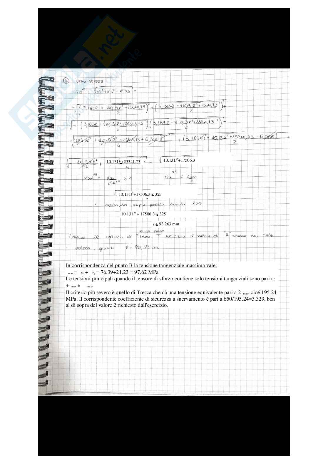 Appunti di Meccanica dei materiali e progettazione meccanica - Esempi numerici  criteri di resistenza Pag. 11