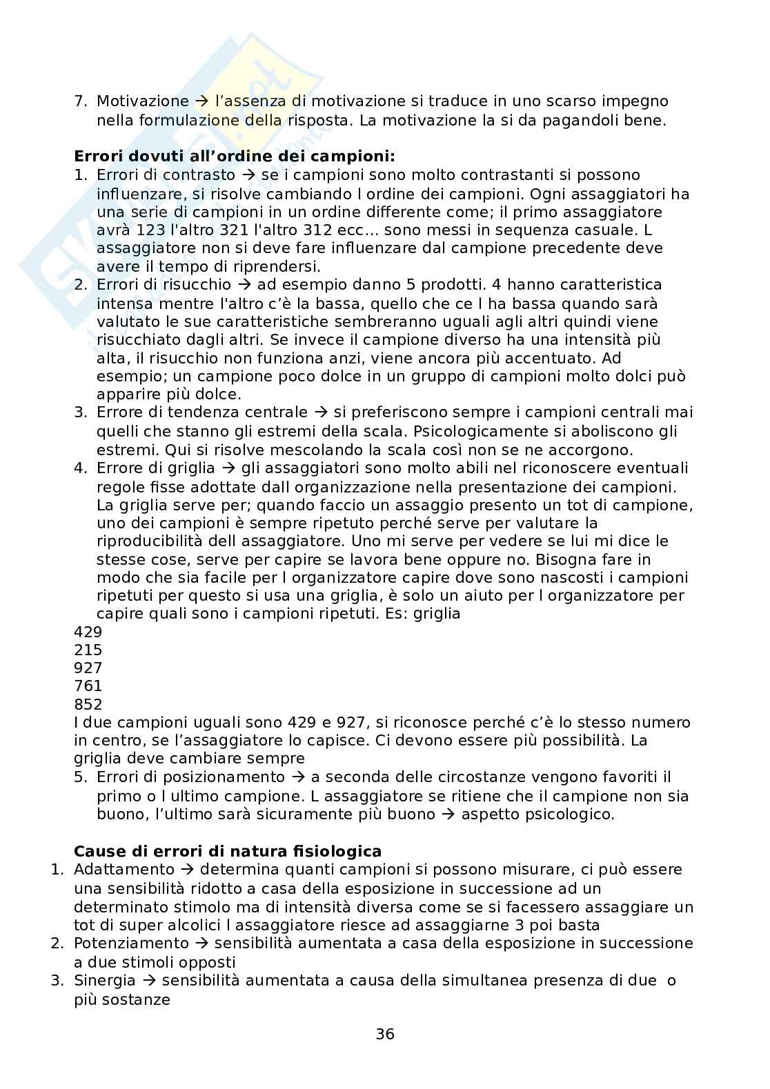 Analisi sensoriale  Pag. 36
