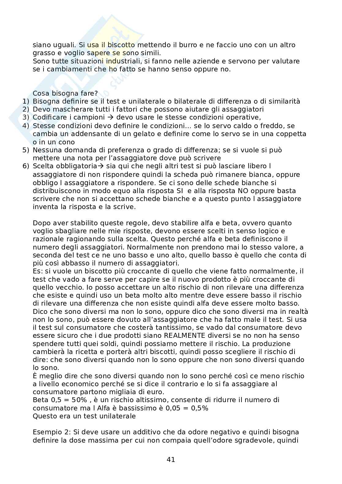 Analisi sensoriale  Pag. 41
