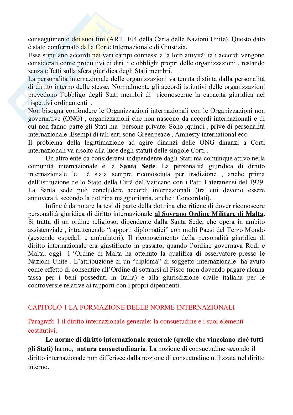 Riassunto esame Diritto internazionale, Prof. Napoletano Nicola, libro consigliato Manuale di diritto internazionale, Persiani Pag. 11
