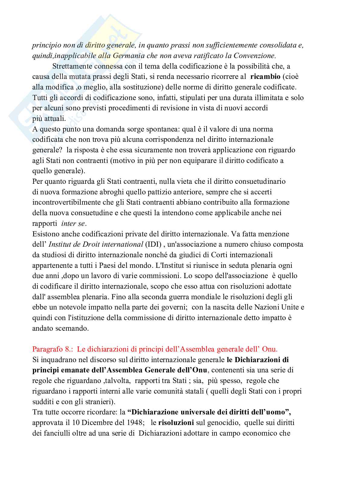 Riassunto esame Diritto internazionale, Prof. Napoletano Nicola, libro consigliato Manuale di diritto internazionale, Persiani Pag. 21