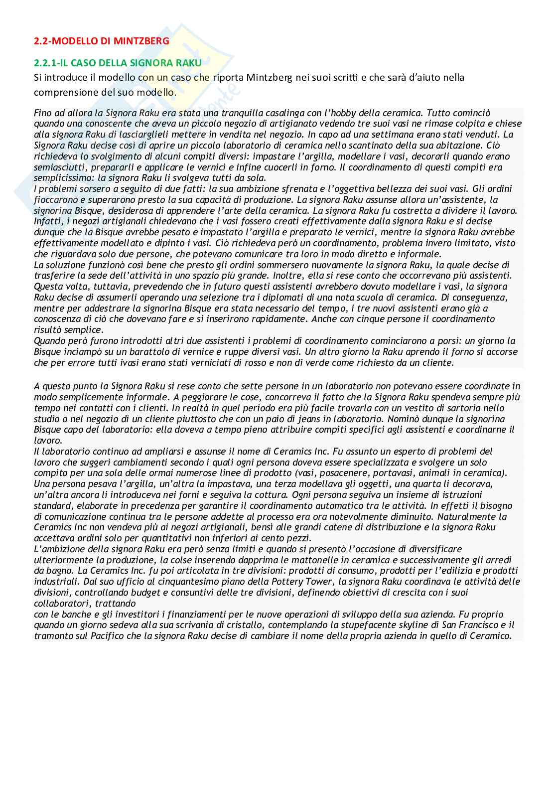 Sistemi organizzativi, parte 7 - Il modello di Mintzberg Pag. 1