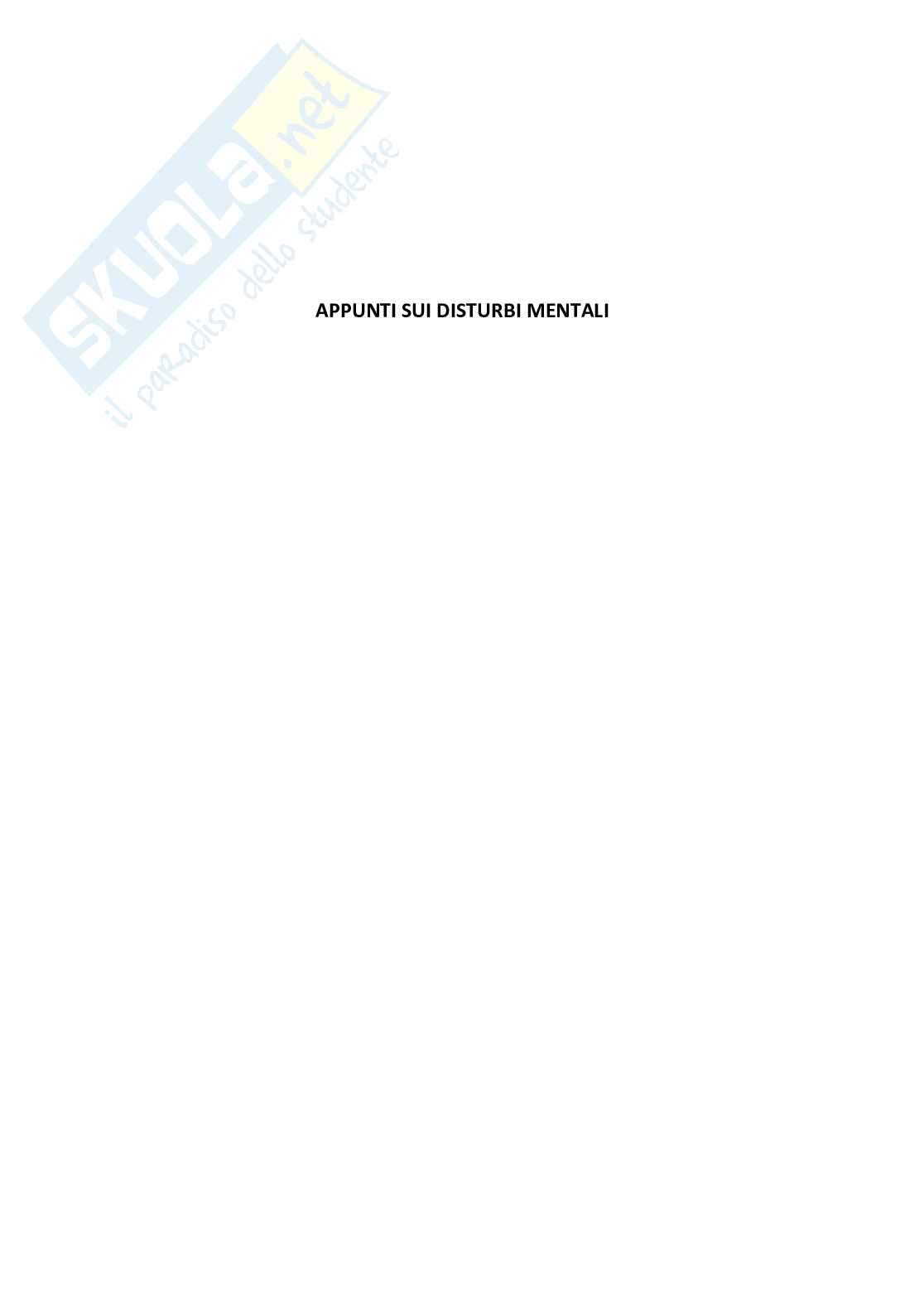 Appunti sui disturbi mentali Pag. 1