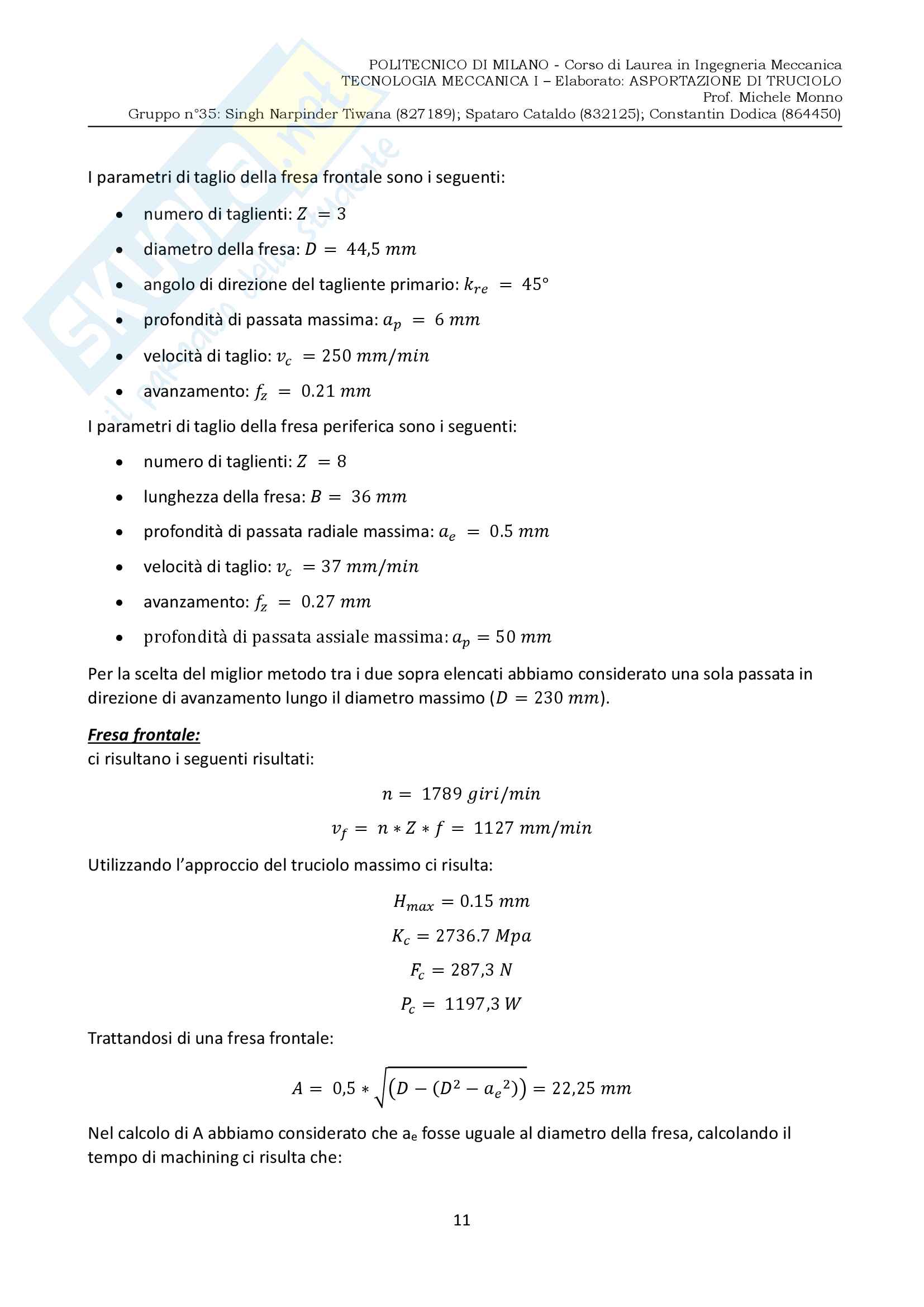 Asportazione truciolo Elaborato Monno Pag. 11