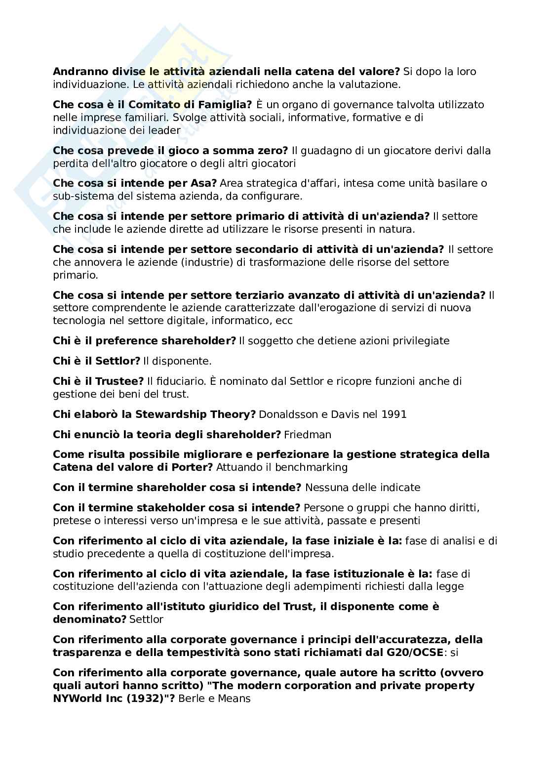Chiuse Strategie e governo d'azienda Pag. 1