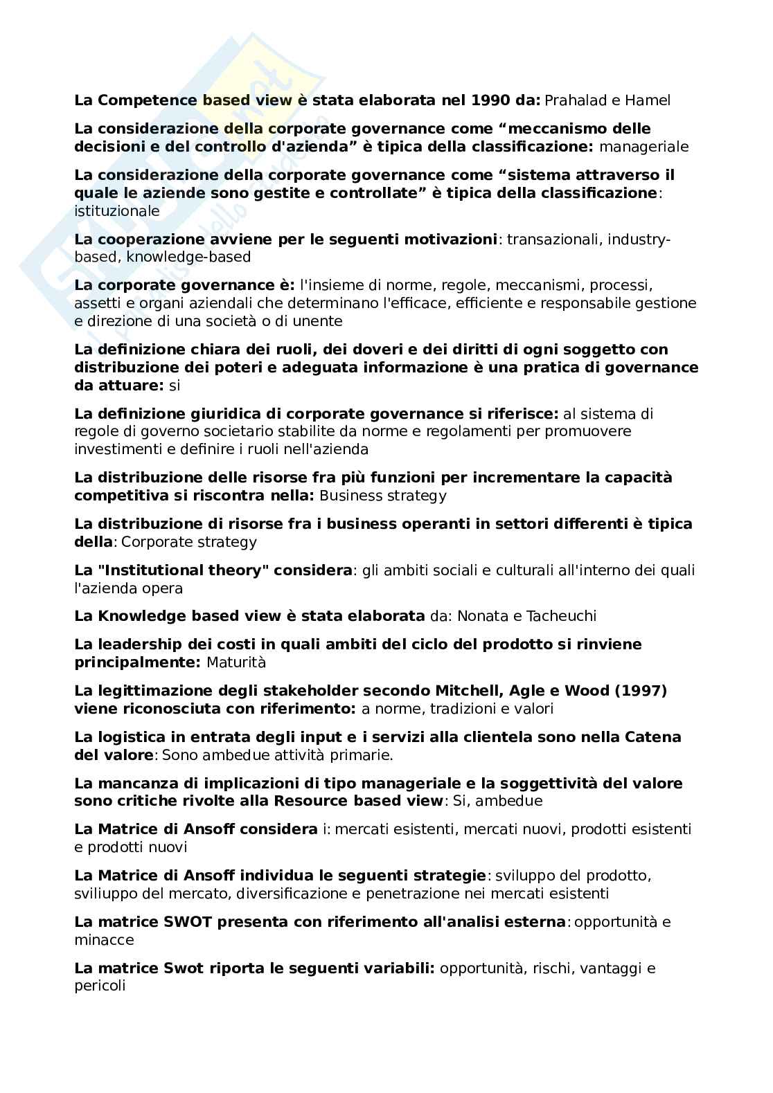 Chiuse Strategie e governo d'azienda Pag. 6