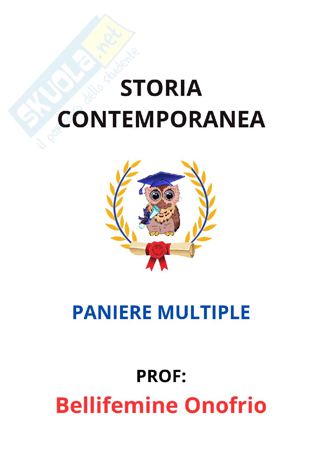 Paniere Storia contemporanea - Risposte multiple - aggiornato (2026) Pag. 1