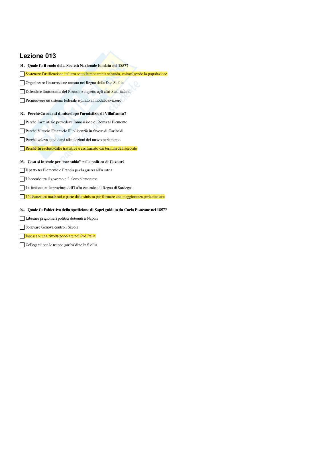 Paniere Storia contemporanea - Risposte multiple - aggiornato (2026) Pag. 21