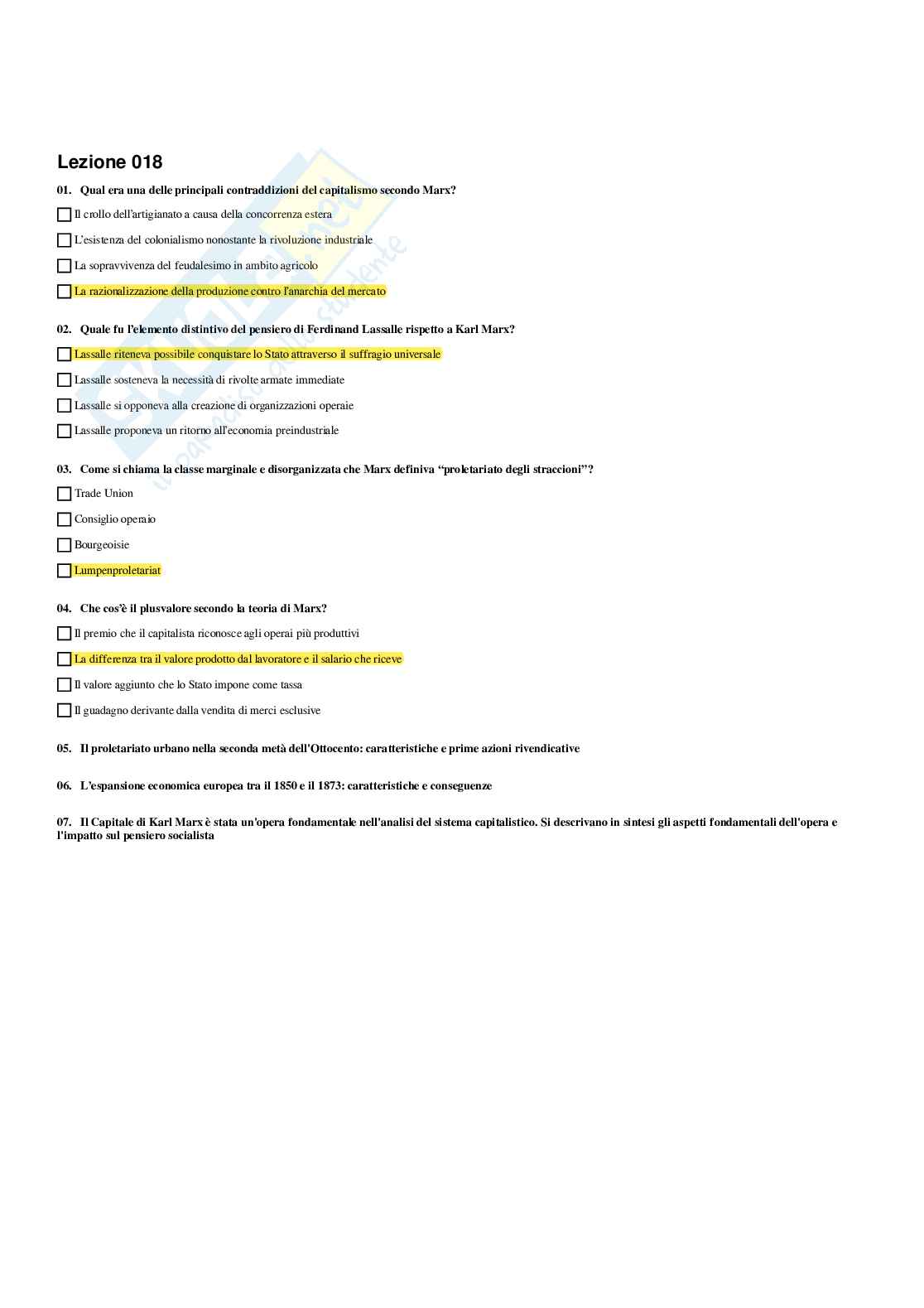 Paniere Storia contemporanea - Risposte multiple - aggiornato (2026) Pag. 26