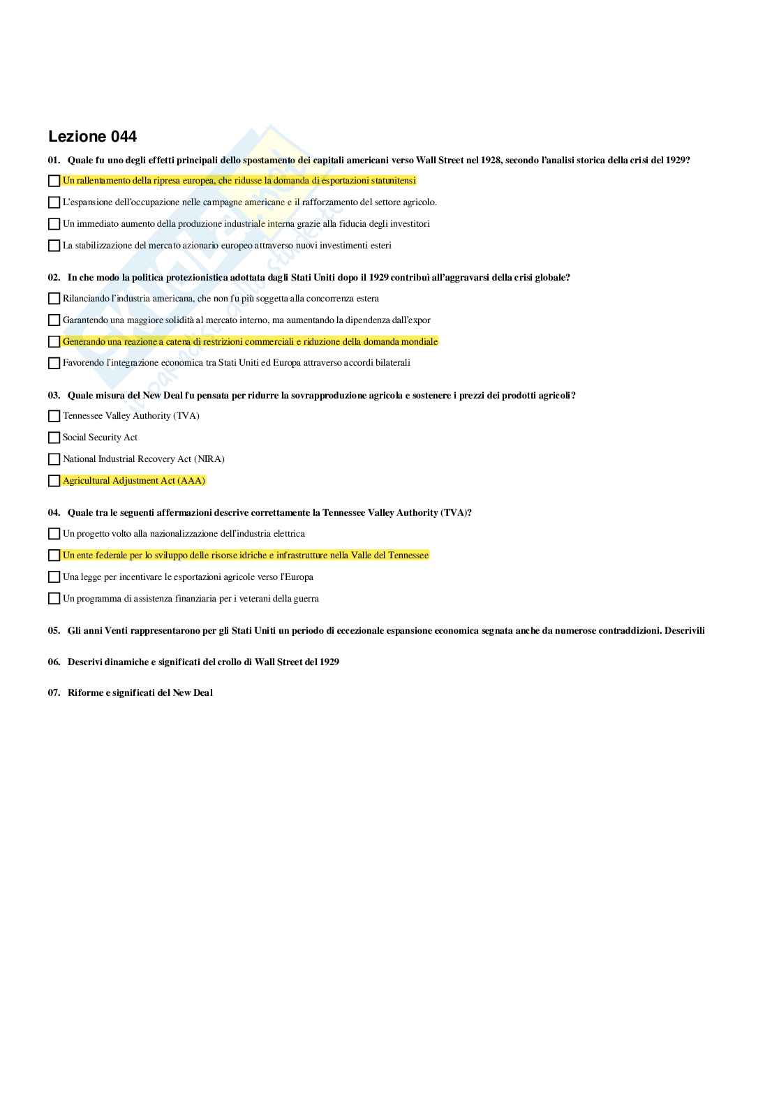 Paniere Storia contemporanea - Risposte multiple - aggiornato (2026) Pag. 51