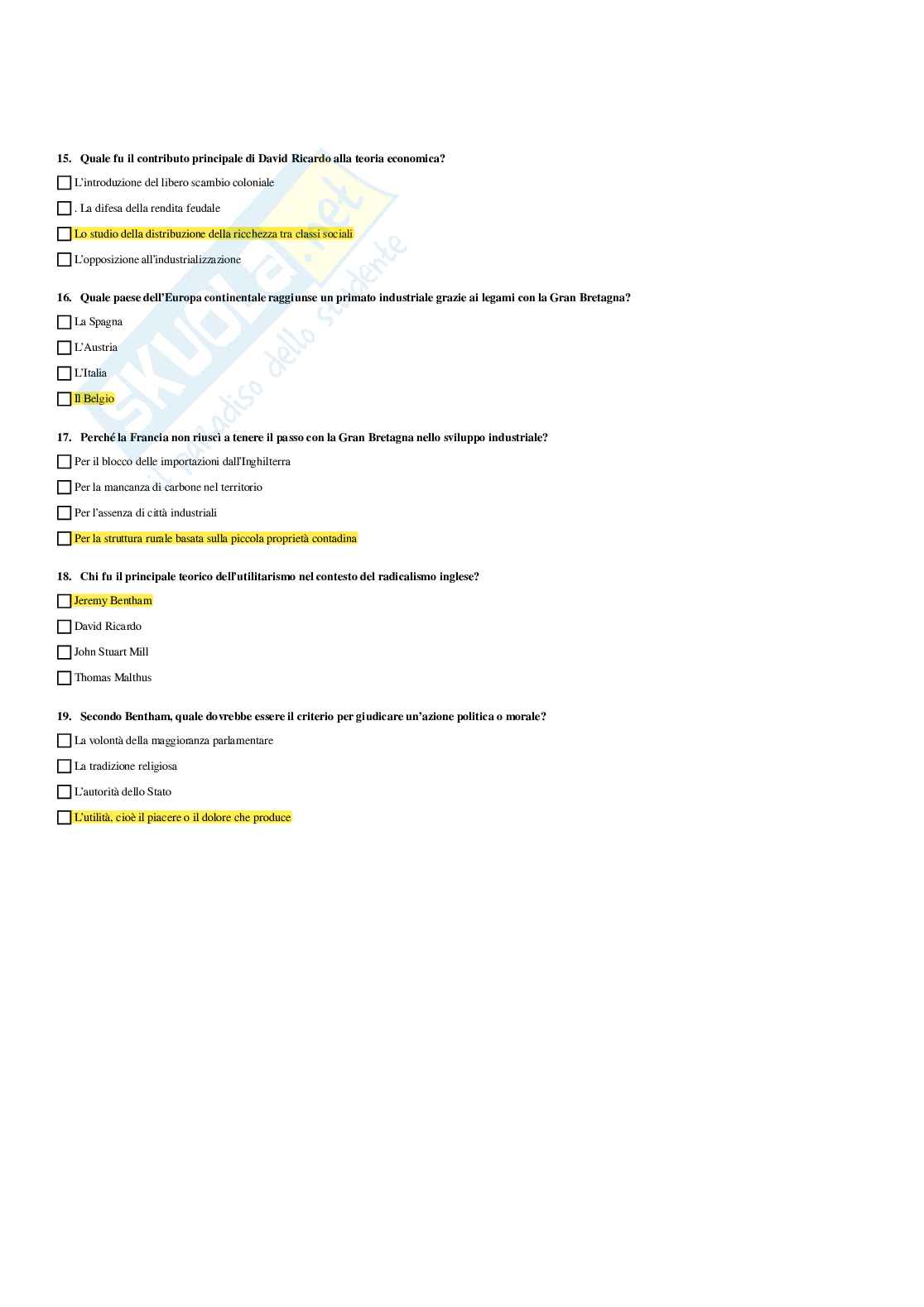 Paniere Storia contemporanea - Risposte multiple - aggiornato (2026) Pag. 6