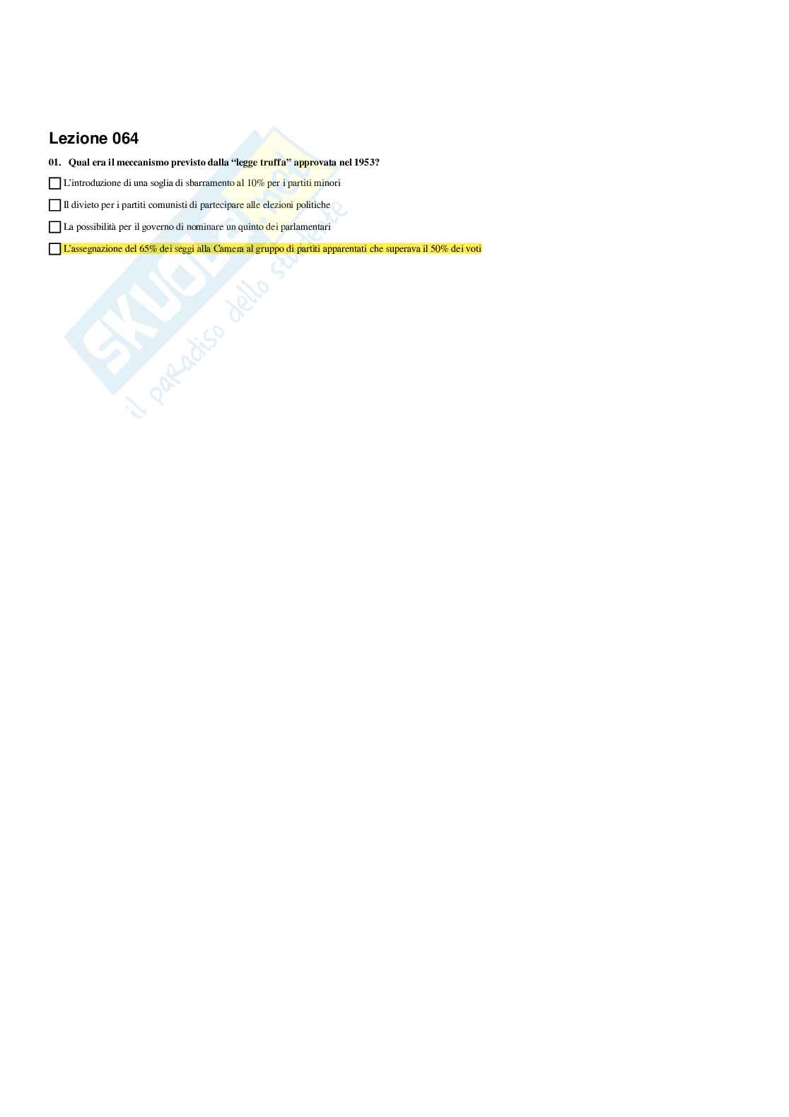 Paniere Storia contemporanea - Risposte multiple - aggiornato (2026) Pag. 71