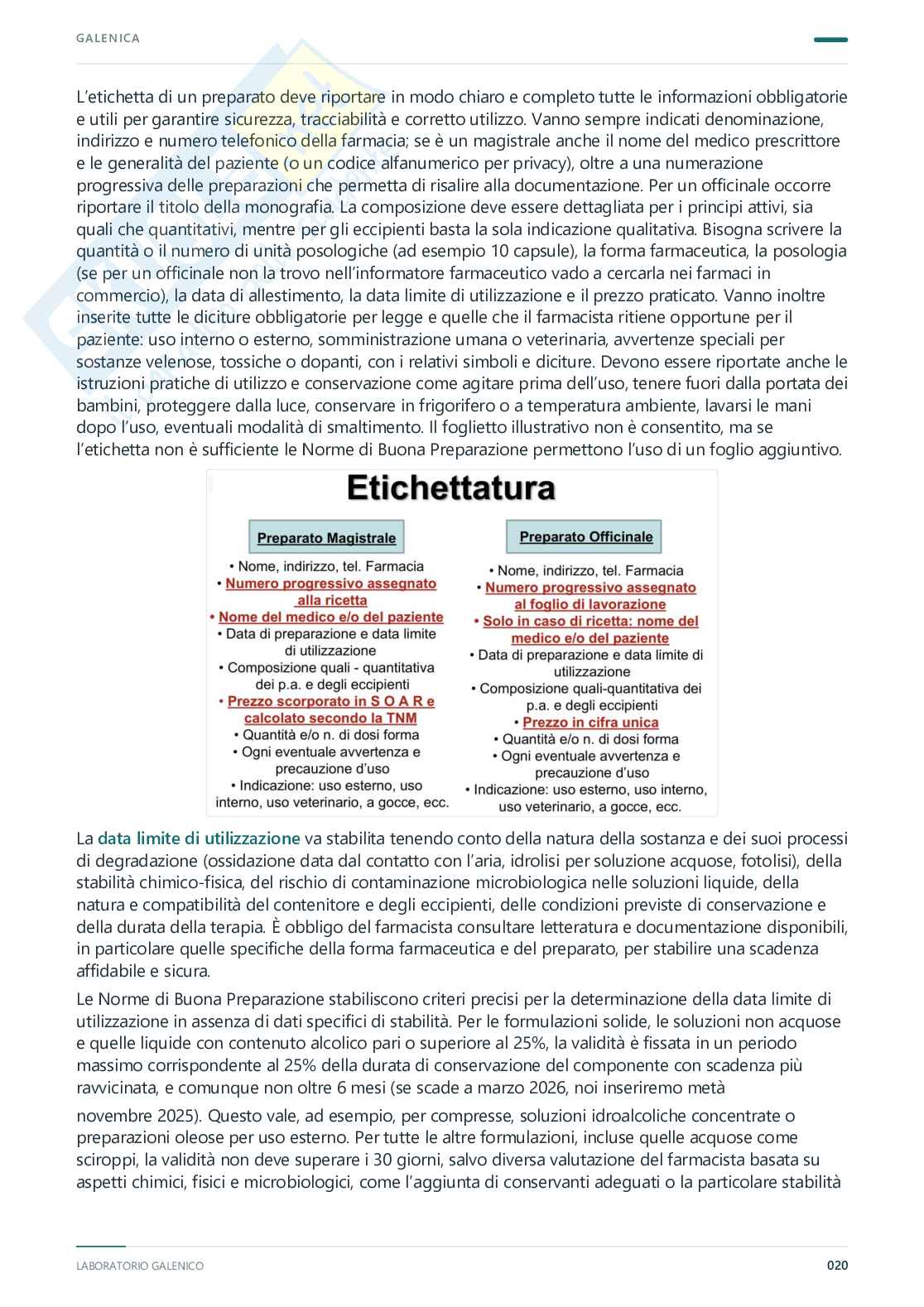Appunti completi Tecnologia farmaceutica e laboratorio di preparazioni galeniche, 2025/202 Pag. 21