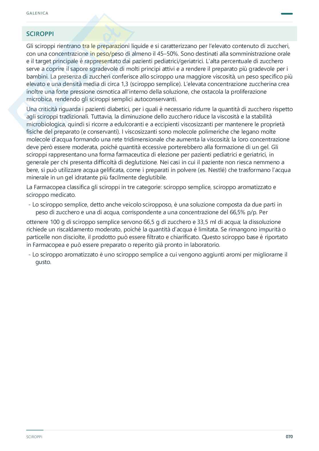 Appunti completi Tecnologia farmaceutica e laboratorio di preparazioni galeniche, 2025/202 Pag. 71
