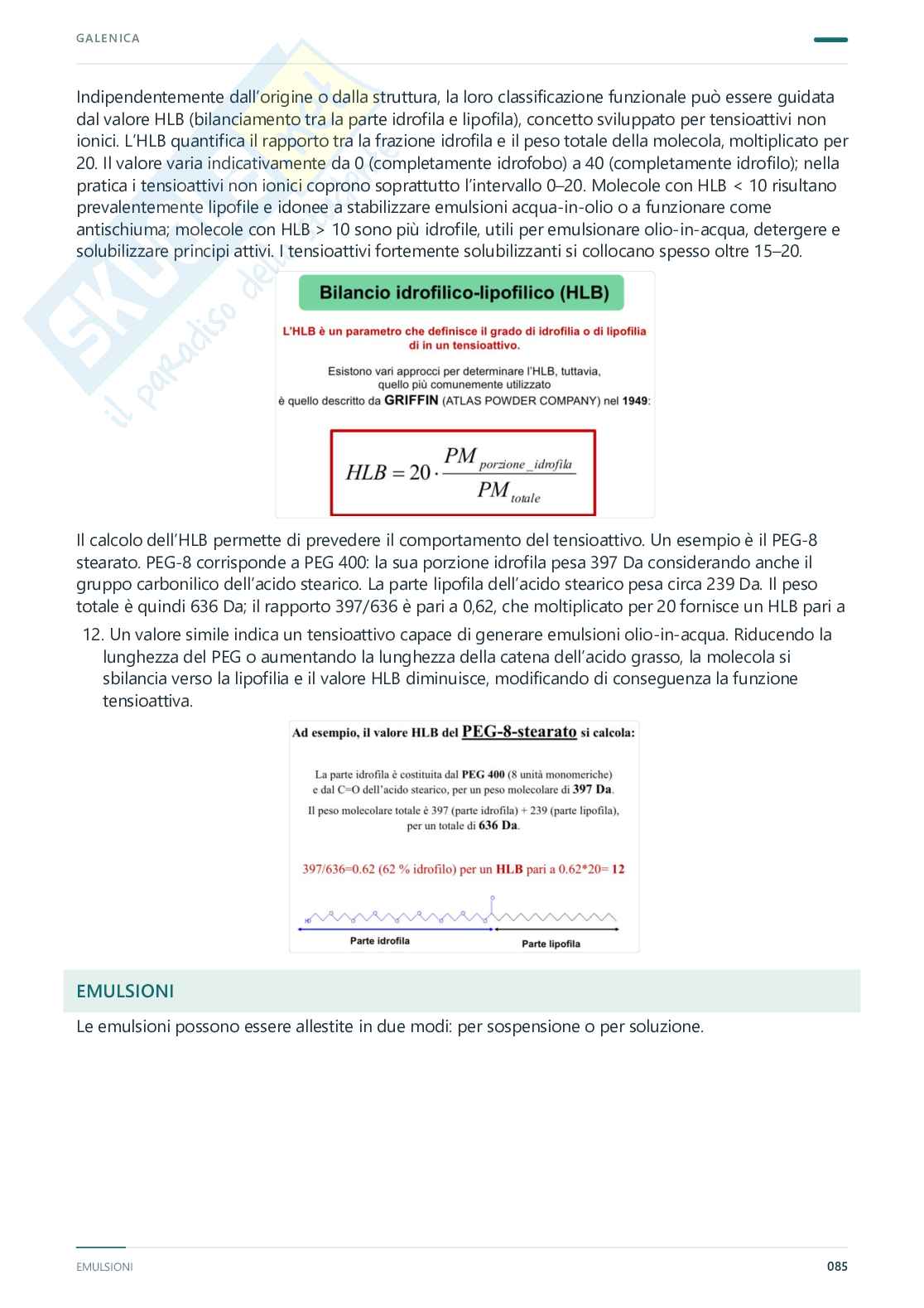 Appunti completi Tecnologia farmaceutica e laboratorio di preparazioni galeniche, 2025/202 Pag. 86