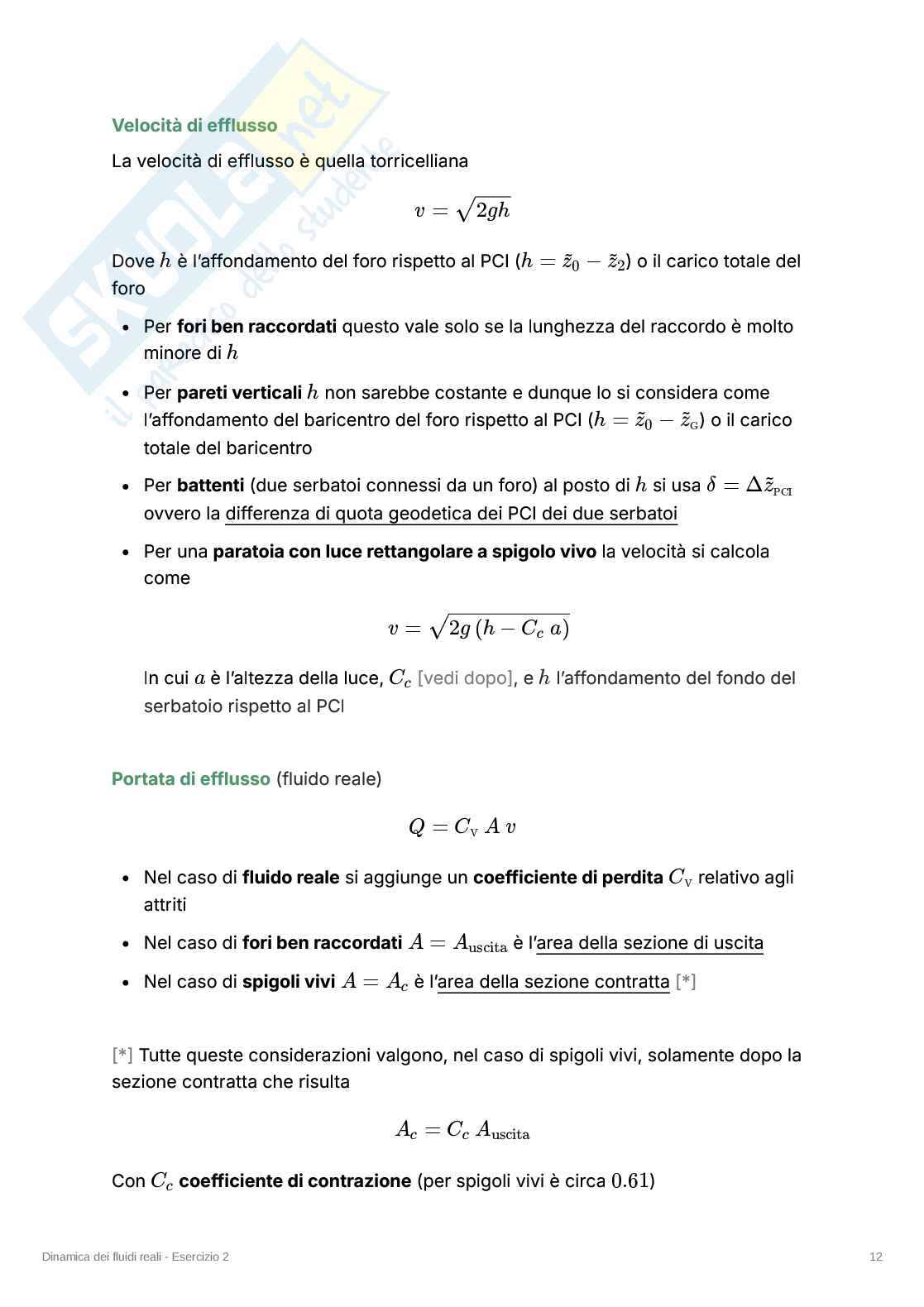 Appunti riassuntivi e Formulari di Meccanica dei fluidi  Pag. 26